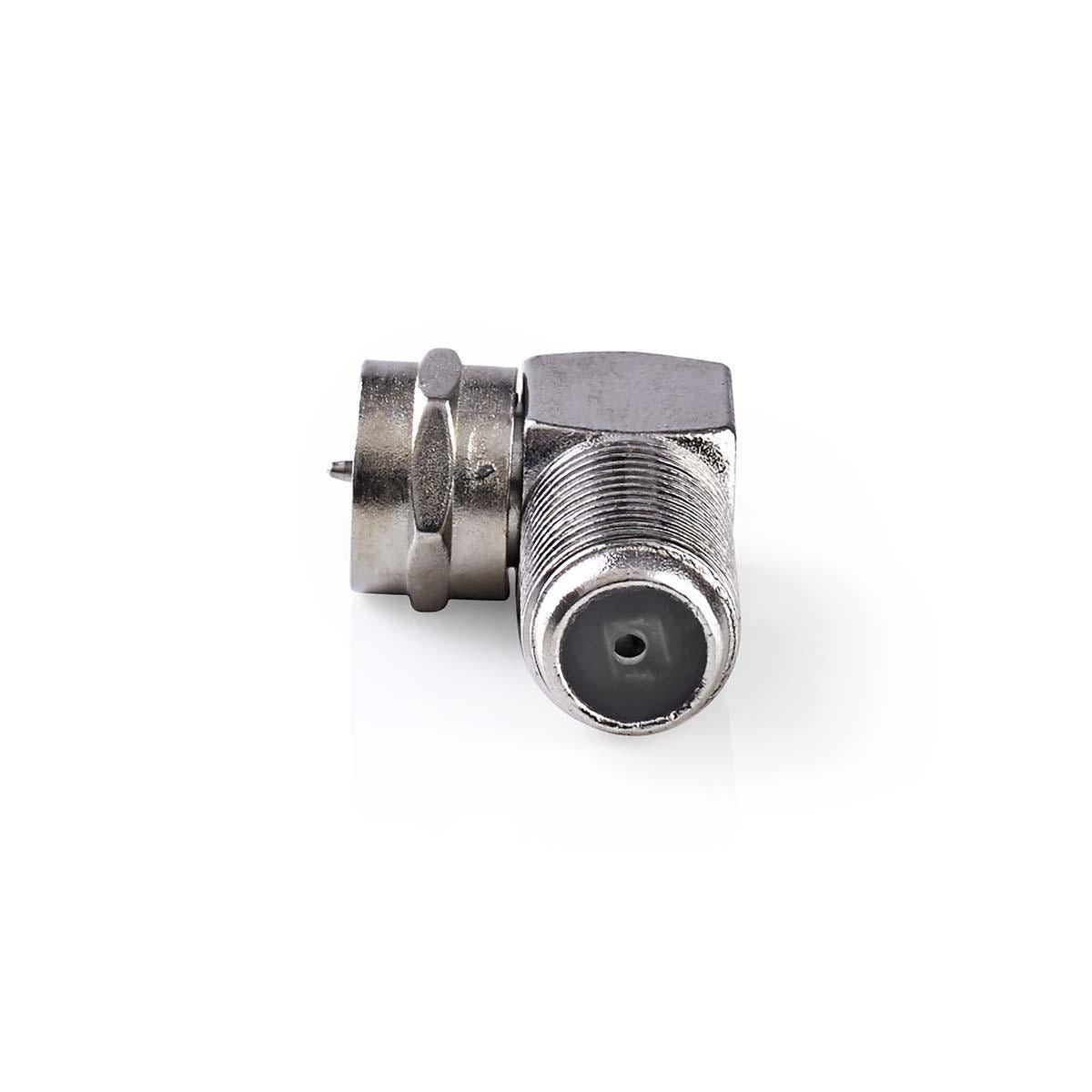 Nedis Satellite & Antenna Adapter | F Male | F Female | Nickel Plated | 75 Ohm | Angled 90° | Metal | Silver | 10 pcs | Envelope