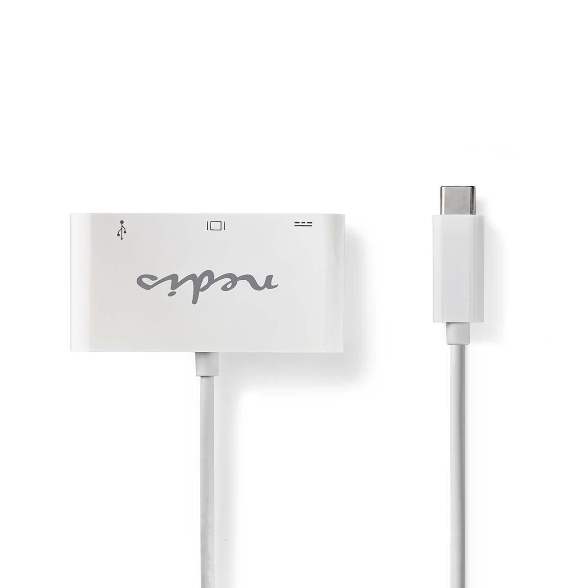 Nedis USB Multi-Port Adapter | USB 3.1 | USB-C™ Male | USB-A Female / USB-C™ Female / VGA Female | 5 Gbps | 0.20 m | Round | Nickel Plated | PVC | White | Blister