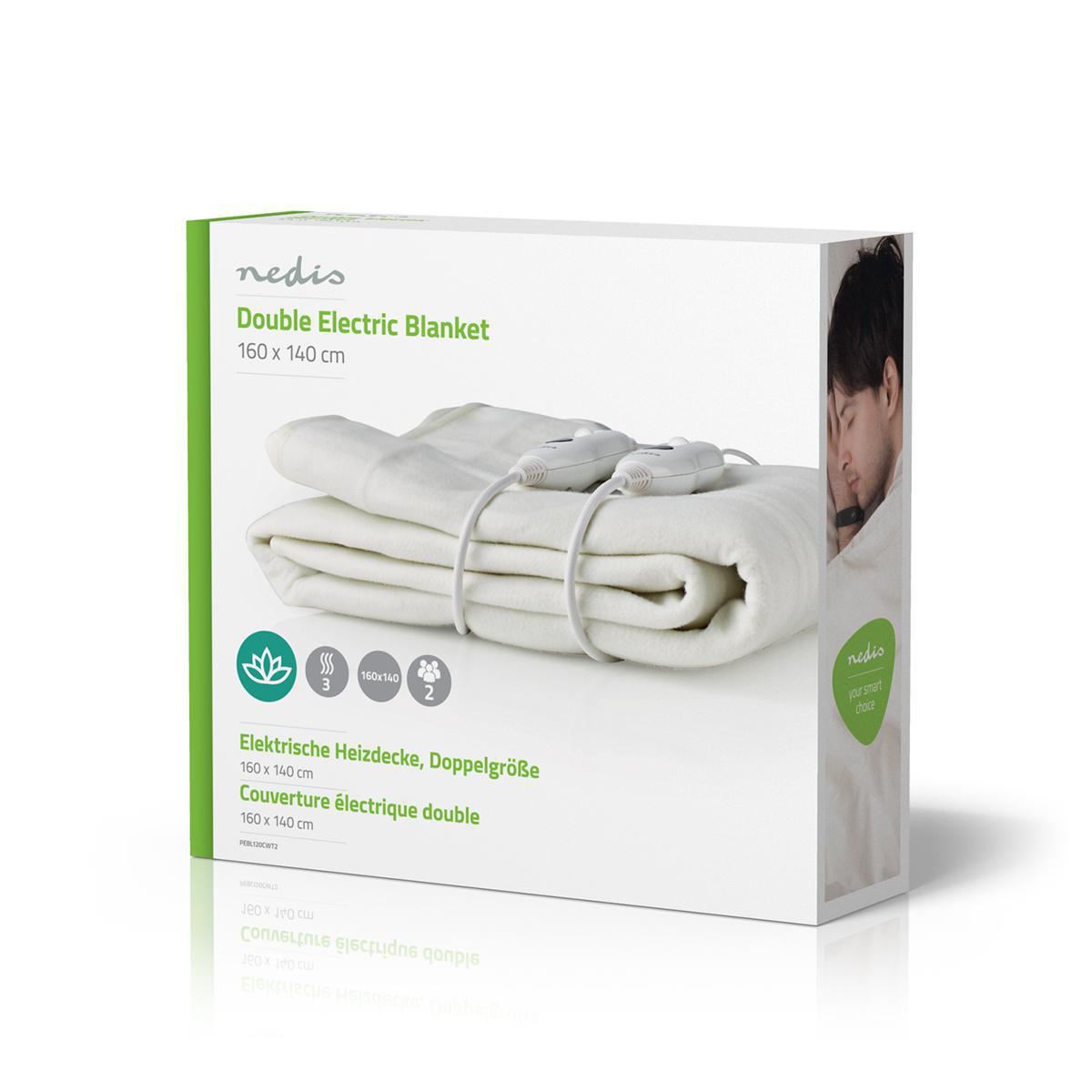 Nedis Electric Blanket | Underblanket | 2 Persons | 160 x 140 cm | 3 Heat Settings | Washable | Overheating protection | Polyester