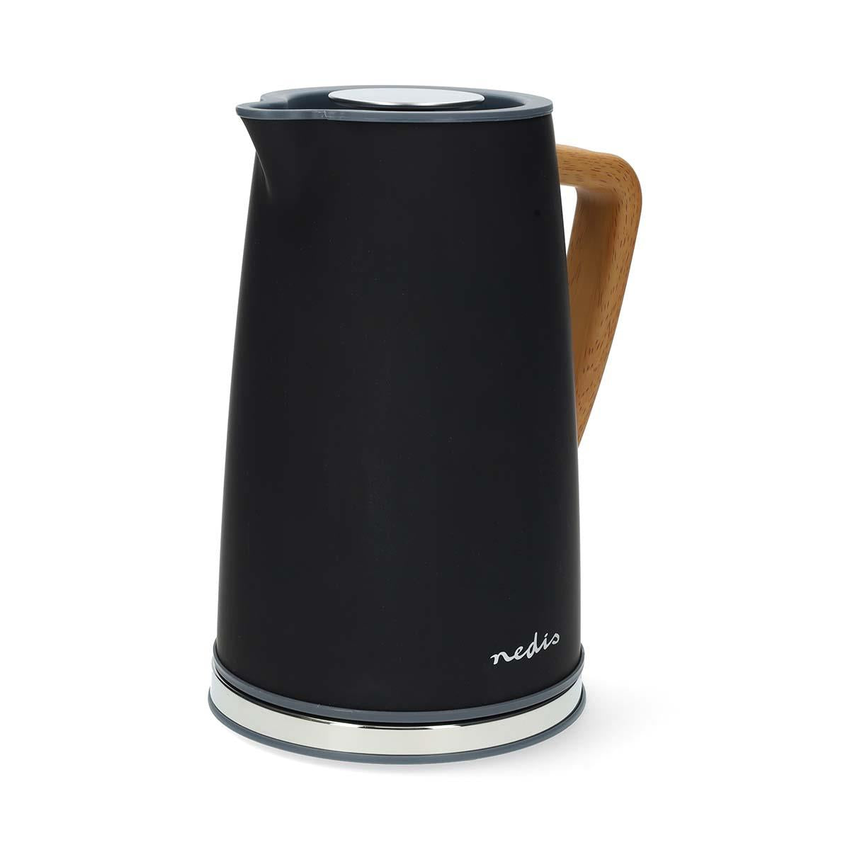 Nedis Electric Kettle | 1.7 l | Soft-Touch | Black | Rotatable 360 degrees | Concealed heating element | Strix® controller | Boil-dry protection
