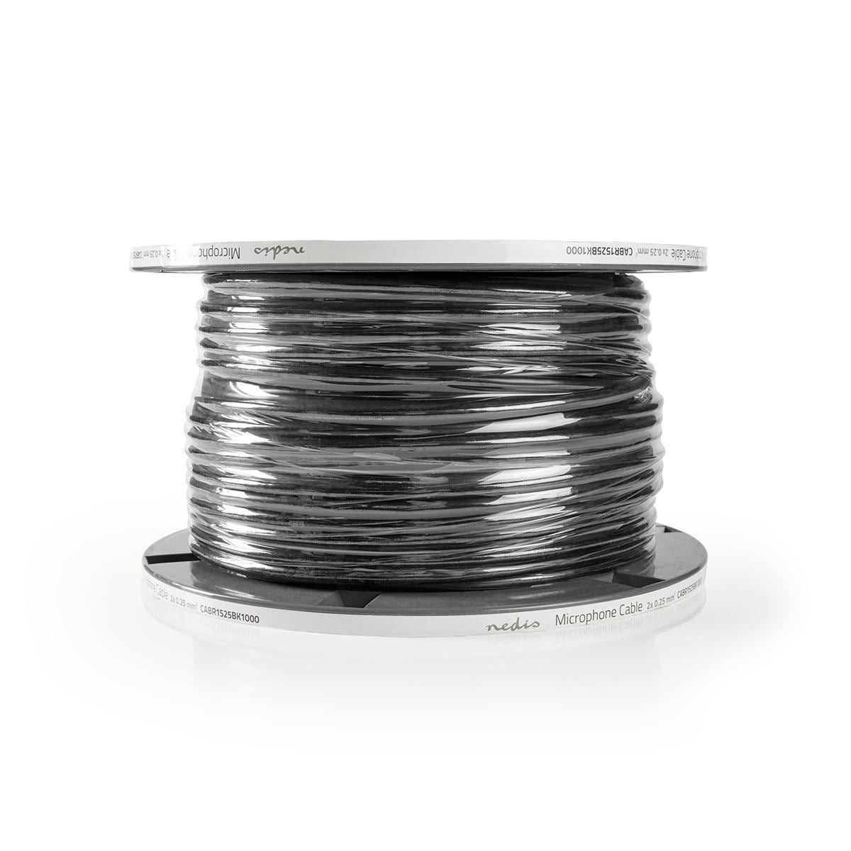 Nedis Microphone Cable | 2 x 0.25 mm² | Copper | 100.0 m | Round | PVC | Black | Reel
