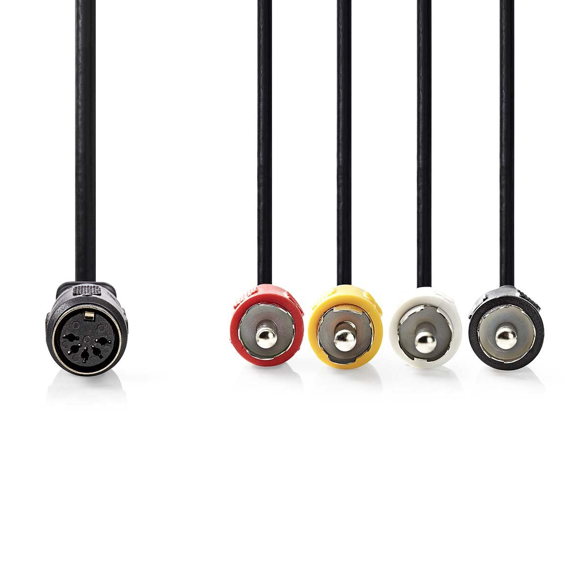 Nedis DIN Audio Cable | DIN 5-Pin Female | 4x RCA Male | Nickel Plated | 0.20 m | Round | PVC | Black | Label