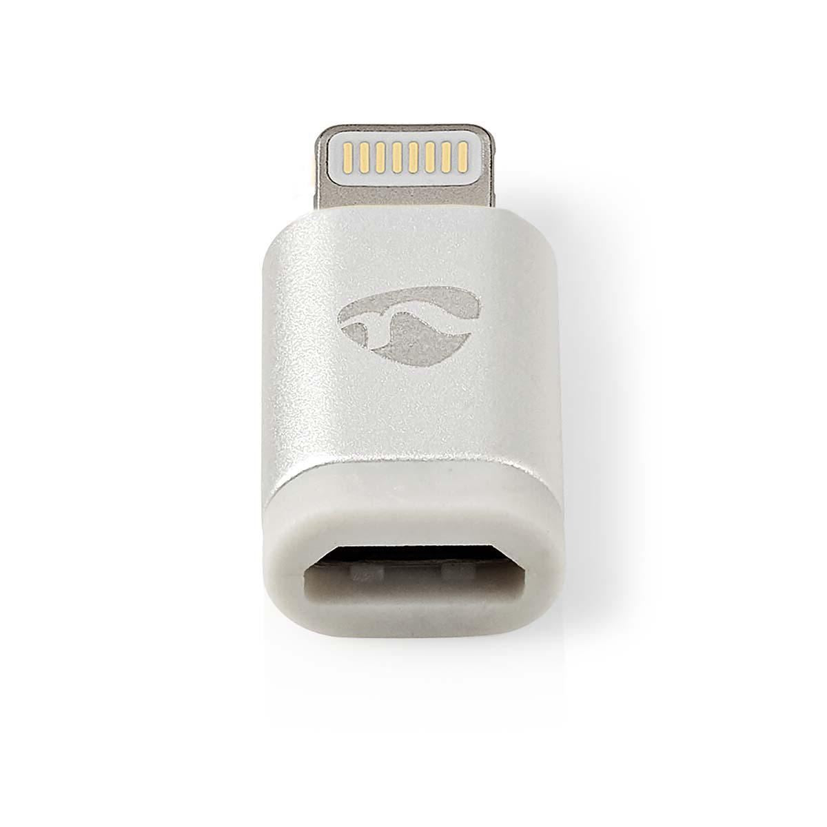 Nedis Lightning Adapter | Apple Lightning 8-Pin | USB Micro-B Female | Gold Plated | Round | Aluminium