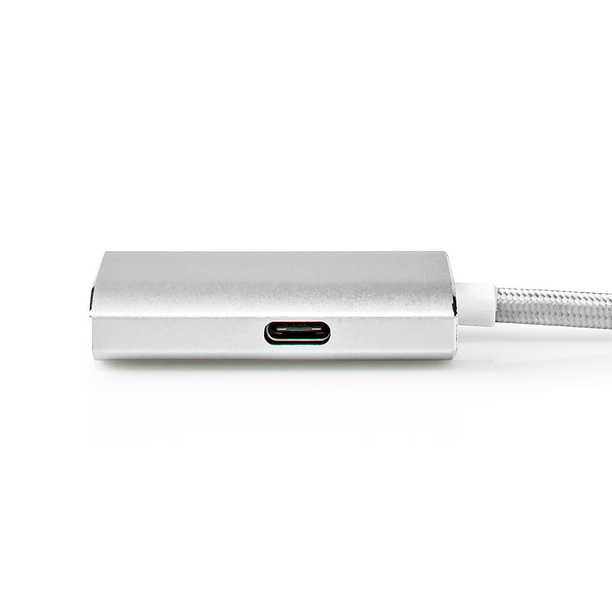 Nedis USB-C™ Adapter | USB 3.2 Gen 1 | USB-C™ Male | HDMI™ Output | 4K@60Hz | Power delivery | 2.00 m | Round | Gold Plated | Braided / Nylon | Silver | Cover Window Box