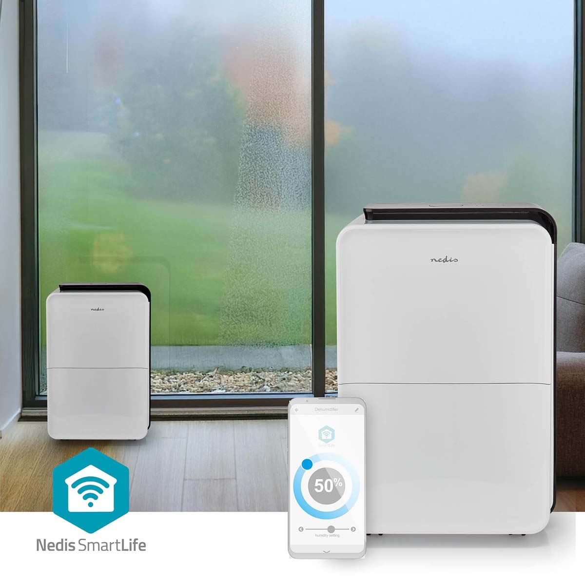 Nedis SmartLife Dehumidifier | Wi-Fi | 30 l/Day | Dehumidification / Continuous / Max+ / Dry laundry / Ventilation | Android™ / IOS | Adjustable hygrostat | 210 m³/h
