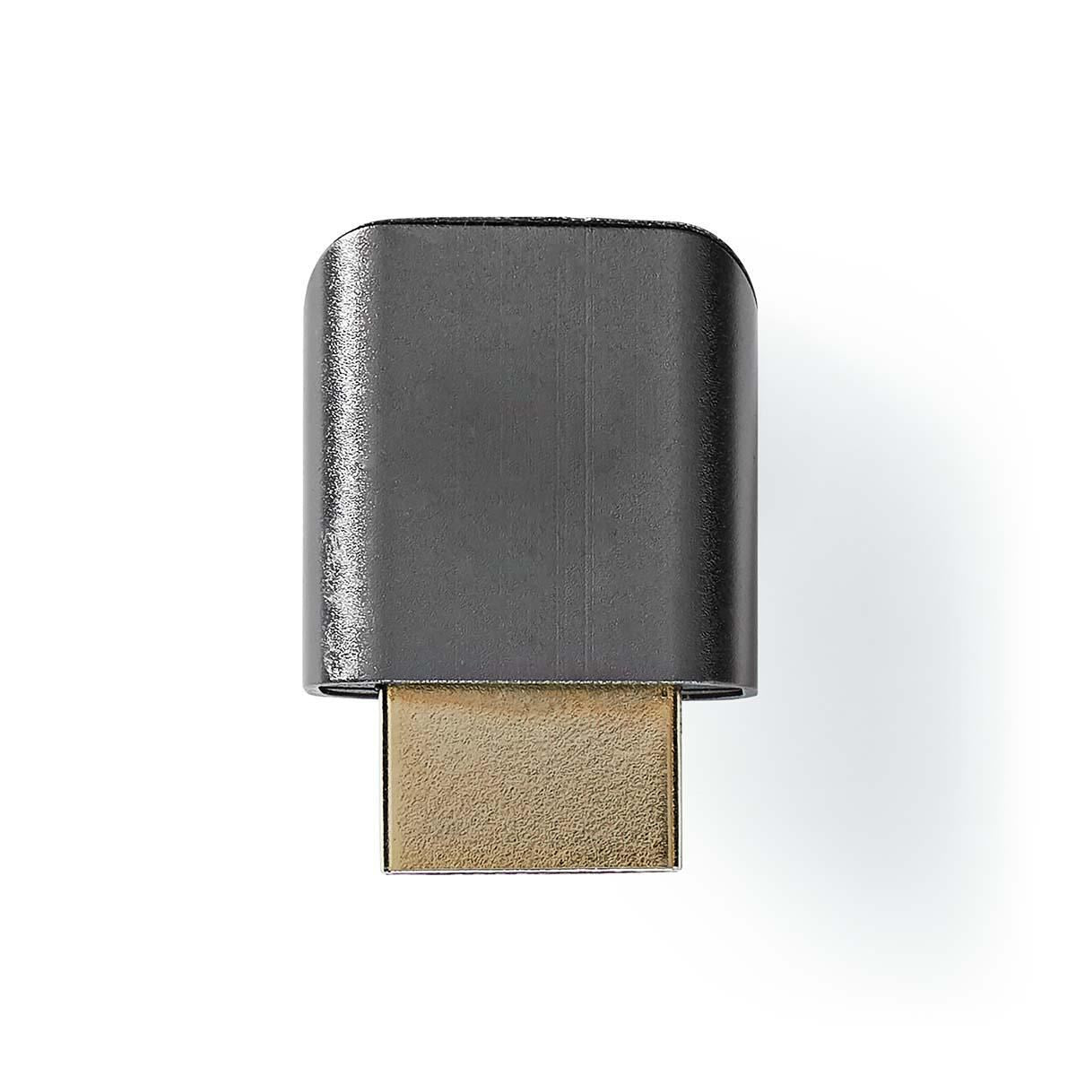 Nedis HDMI™ Adapter | HDMI™ Connector / HDMI™ Male | HDMI™ Output | Gold Plated | Angled 90° | Aluminium | Gun Metal Grey | 1 pcs | Cover Window Box