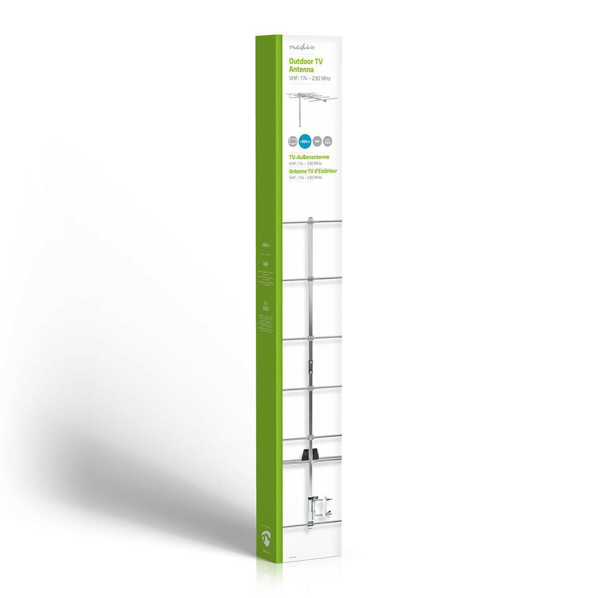 Nedis Outdoor Antenna | VHF | Reception range: ≥50 km | Gain: 13 dB | 75 Ohm | Antenna length: 1348 mm | Aluminium
