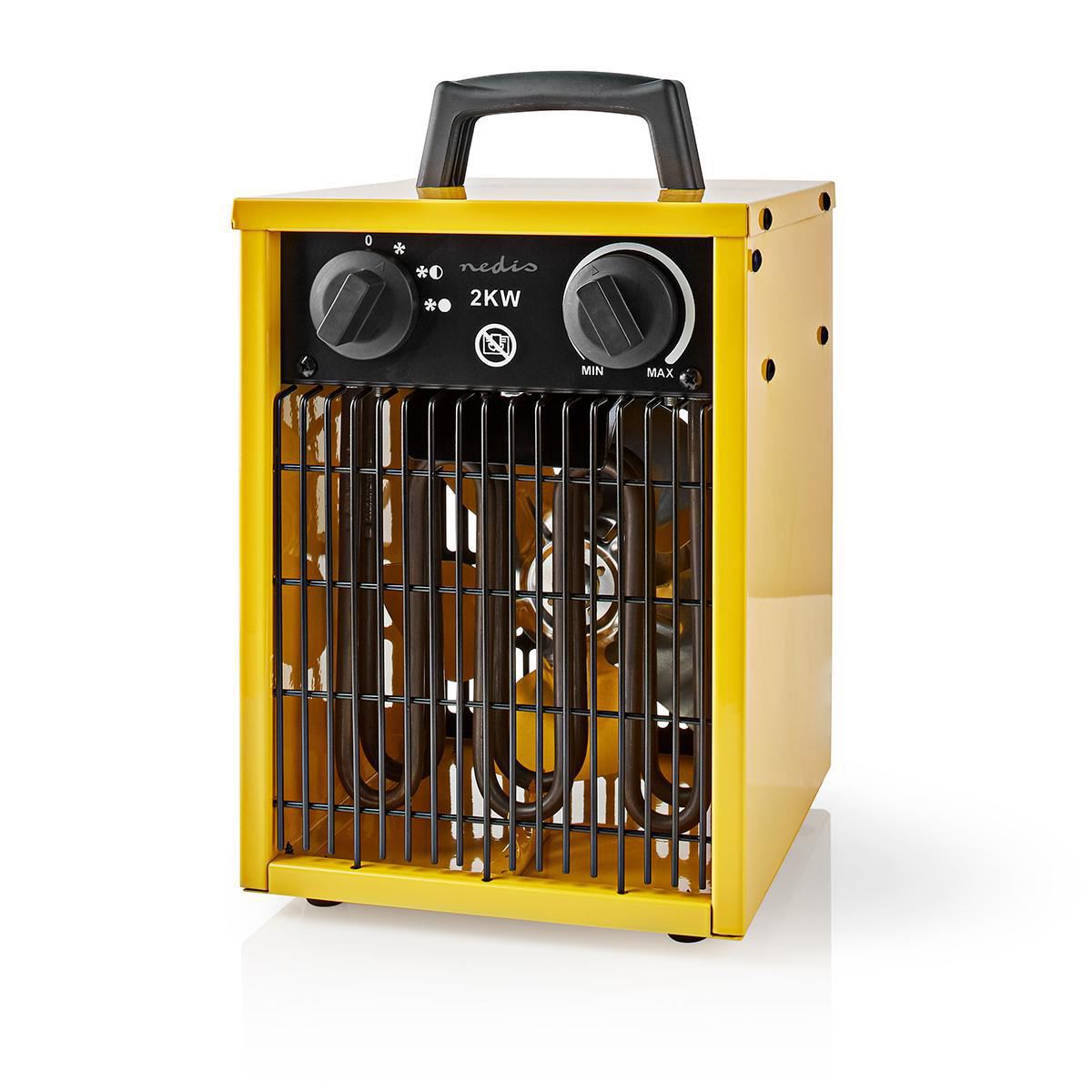 Nedis Industrial Design Fan Heater | 1000 / 2000 W | Adjustable thermostat | 2 Heat Settings | IP24 | Integrated handle(s) | Yellow