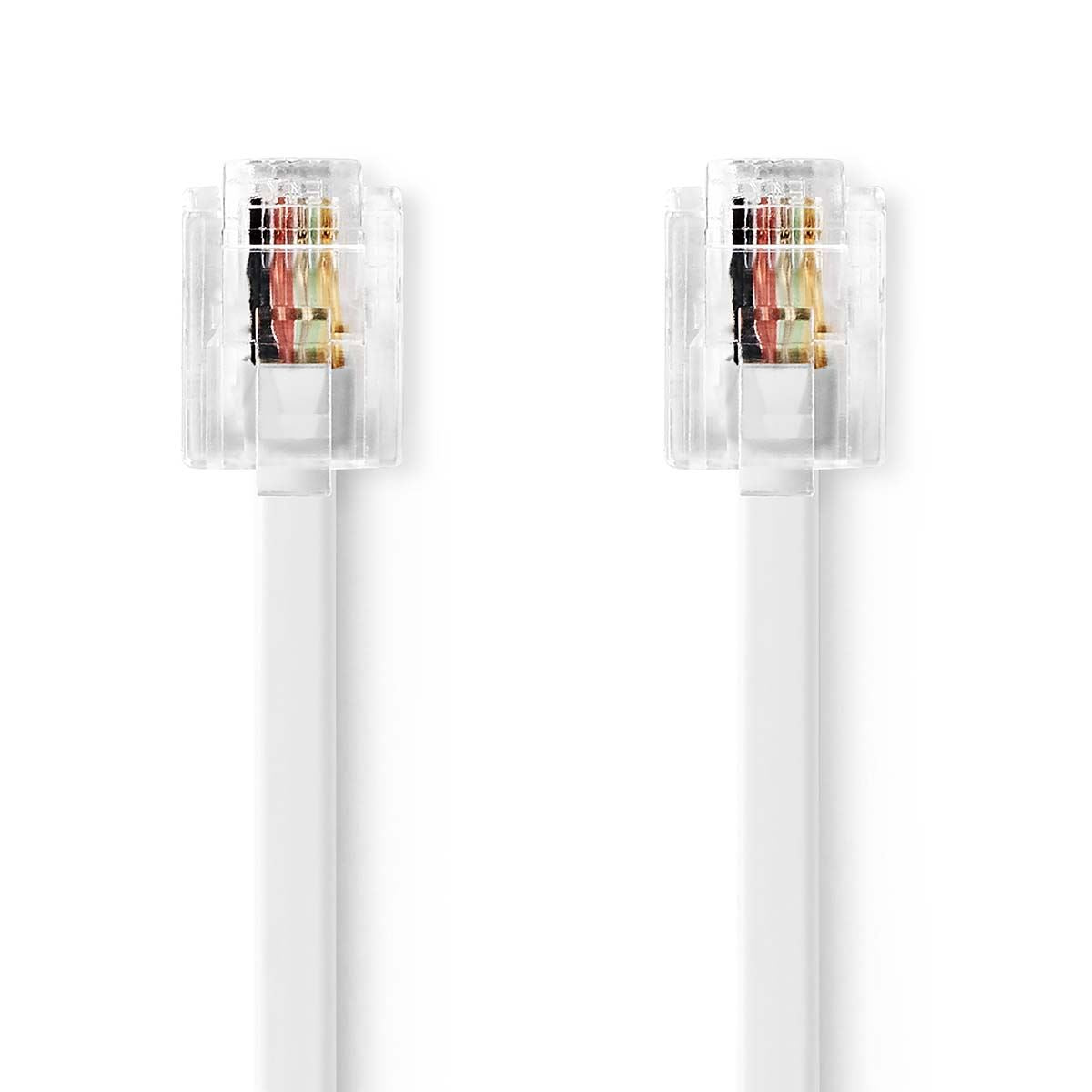 Nedis Telecom Cable | RJ11 Male | RJ11 Male | 10.0 m | Cable design: Flat | Gold Plated | Cable type: RJ11 | White | Envelope