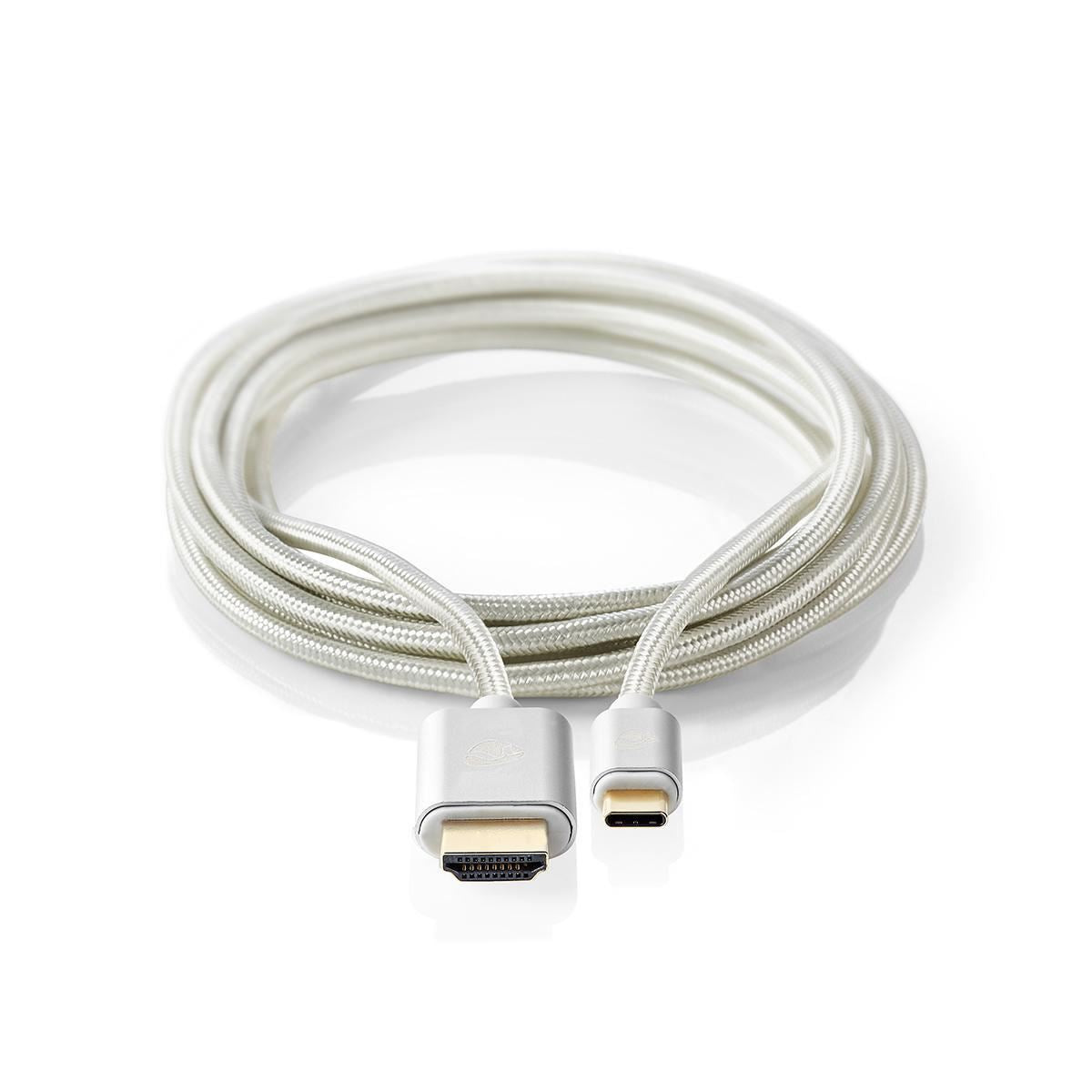 Nedis USB-C™ Adapter | USB 3.2 Gen 1 | USB-C™ Male | HDMI™ Connector | 4K@60Hz | 18 Gbps | 2.00 m | Round | Gold Plated | Braided / Nylon | Aluminium | Cover Window Box