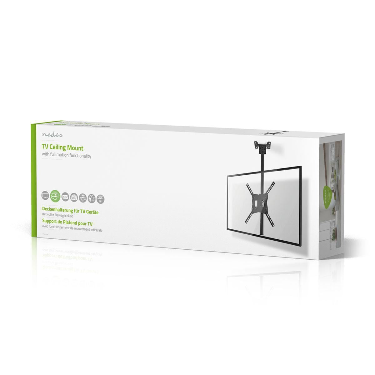 Nedis Full Motion TV Ceiling Mount | 26 - 42 " | Maximum supported screen weight: 20 kg | Tiltable | Rotatable | Minimum ceiling distance: 716 mm | Maximum ceiling distance: 1160 mm | 1 Pivot point(s) | Steel | Black