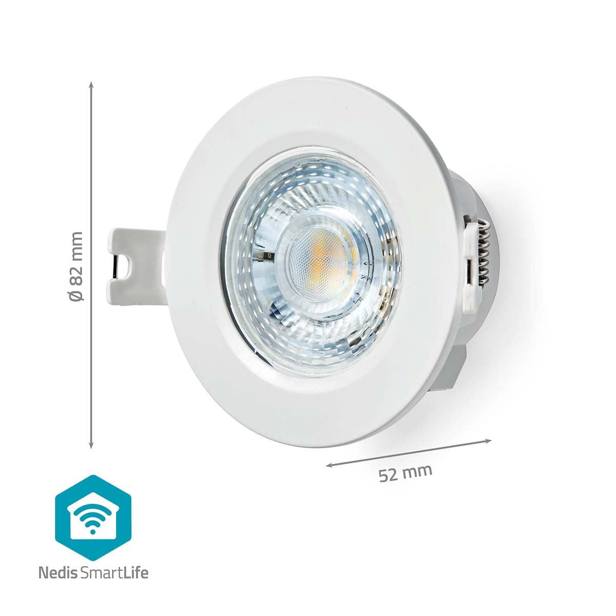 Nedis SmartLife Ceiling Light | Wi-Fi | Warm to Cool White | Round | Diameter: 52 mm | 68 - 74 mm | 360 lm | 2700 - 6500 K | IP20 | Energy class: F | Android™ / IOS