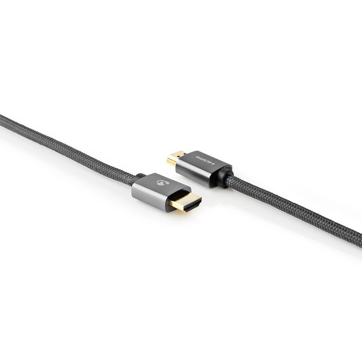 Nedis High Speed HDMI™ Cable with Ethernet | HDMI™ Connector | HDMI™ Connector | 4K@60Hz | ARC | 18 Gbps | 2.00 m | Round | Cotton | Grey / Gun Metal Grey | Cover Window Box