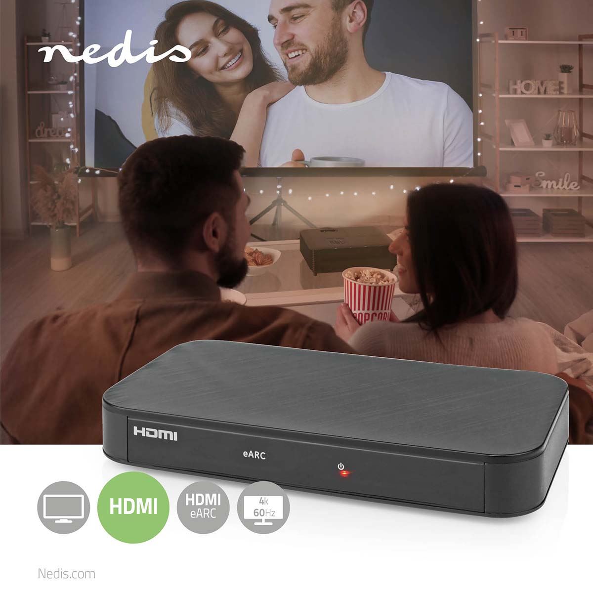 Nedis Digital Audio Converter | 2-way | Connection input: DC Power / 1x HDMI™ Input | Connection output: 2x HDMI™ Output | Automatic | Anthracite