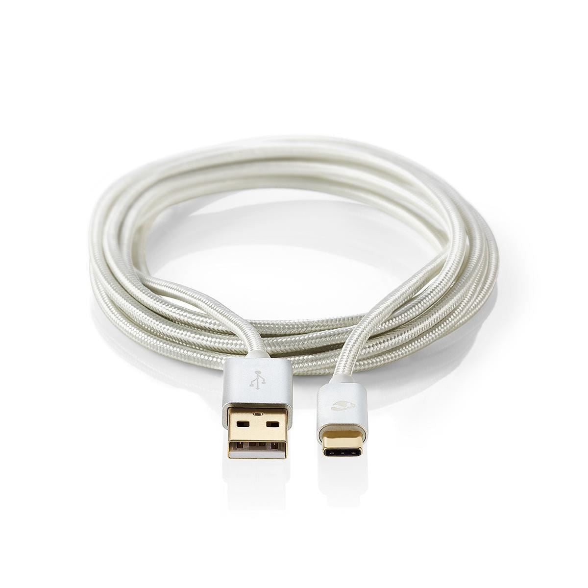 Nedis USB Cable | USB 2.0 | USB-A Male | USB-C™ Male | 15 W | 480 Mbps | Gold Plated | 2.00 m | Round | Braided / Nylon | Aluminium | Cover Window Box