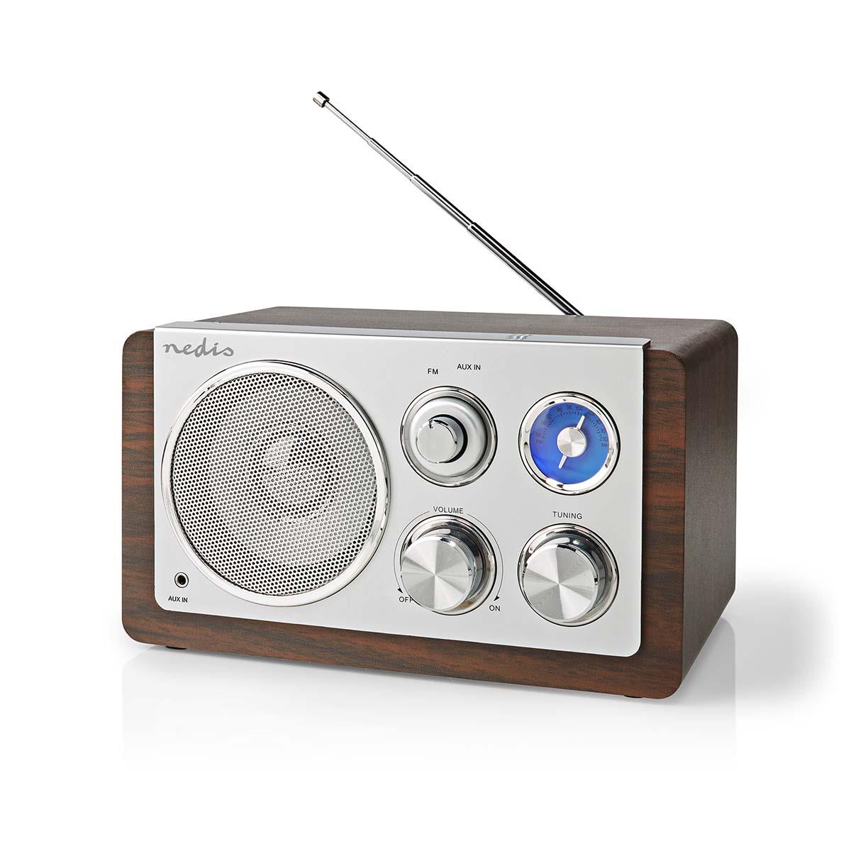 Nedis FM Radio | Table Design | FM | Mains Powered | Analogue | 15 W | IP20 | Brown