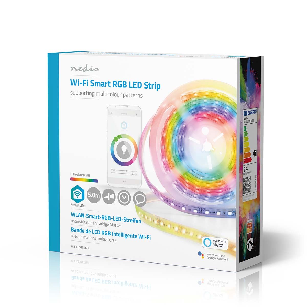 Nedis SmartLife LED Strip | Wi-Fi | Multi Colour | SMD | 5.00 m | IP65 | 2700 K | 960 lm | Android™ / IOS