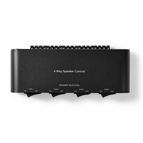 Nedis Speaker Control Switchbox | 4 port(s) | Terminal Screws | Speaker impedance: 4-16 Ohm | Maximum load per channel: 200 W | Aluminium | Black