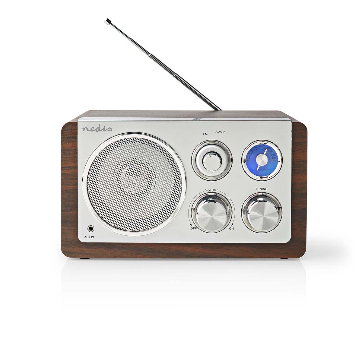 Nedis FM Radio | Table Design | FM | Mains Powered | Analogue | 15 W | IP20 | Brown