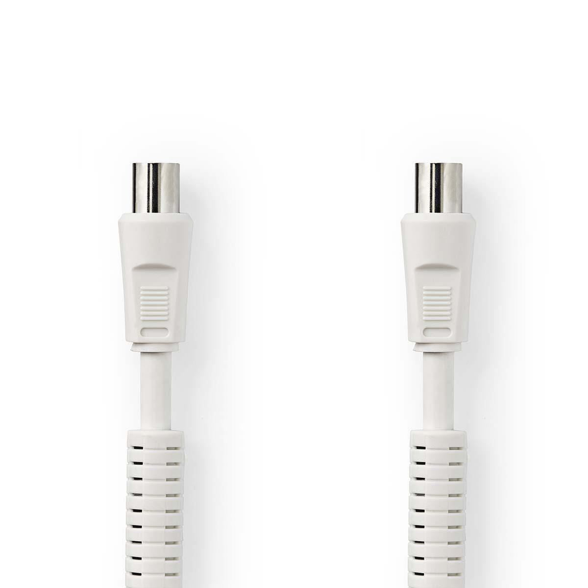 Nedis Coax Cable | IEC (Coax) Male | IEC (Coax) Female | Nickel Plated | 120 dB | 75 Ohm | Quad Shielded | 3.00 m | Round | PVC | White | Label