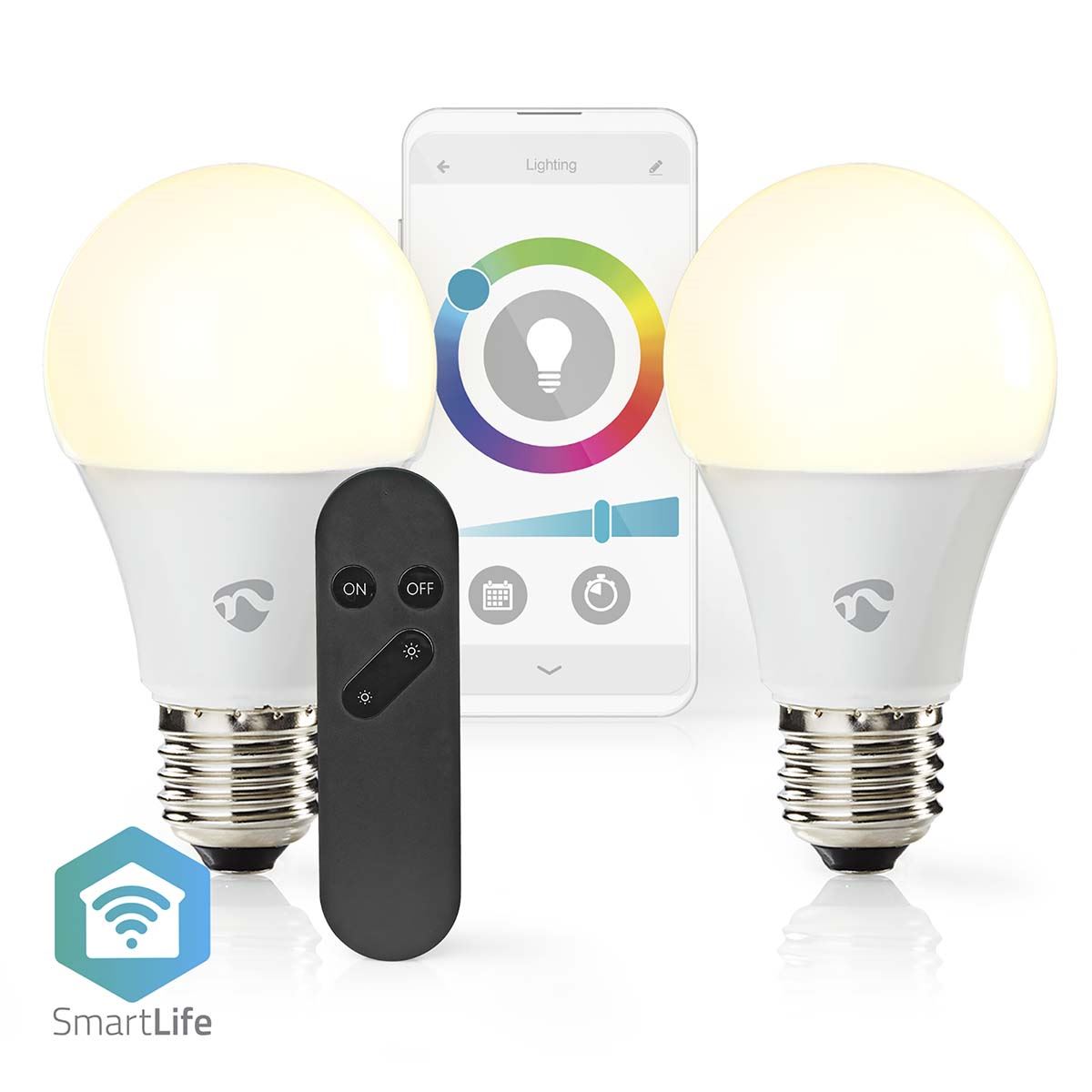 Nedis SmartLife Full Colour LED Bulb | Wi-Fi | E27 | 806 lm | 9 W | RGB / Warm to Cool White | 2700 - 6500 K | Android™ / IOS | Bulb | 2 pcs