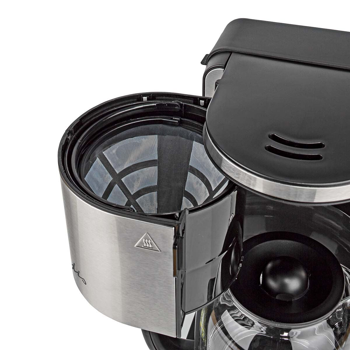 Nedis Coffee Maker | Filter Coffee | 1.5 l | 12 Cups | Keep warm feature | Switch on timer | LCD display | Clock function | Aluminium / Black