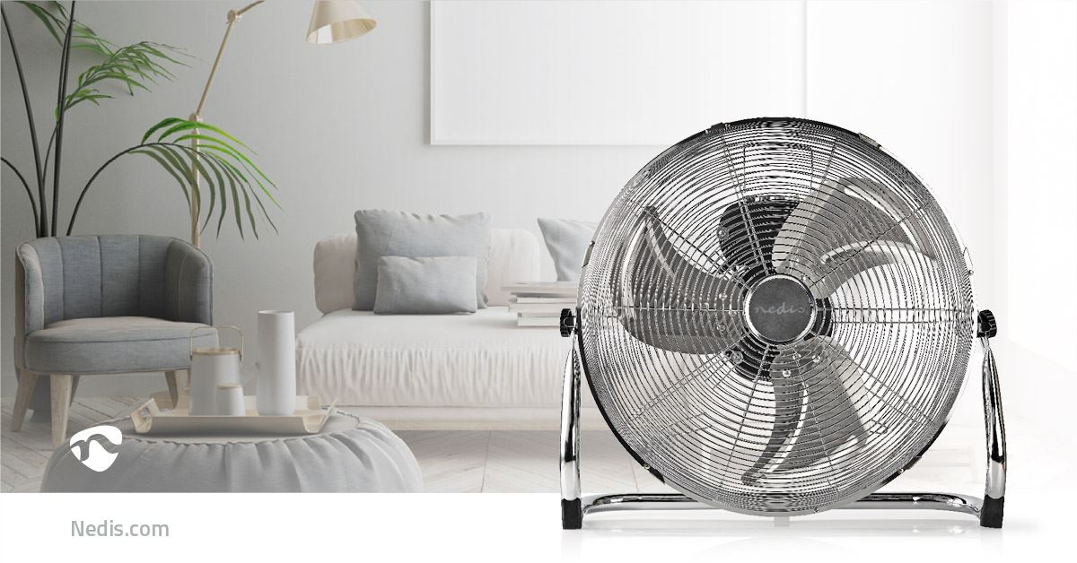 Nedis Floor Fan | 400 mm | 3-Speed | Tiltable | Metal