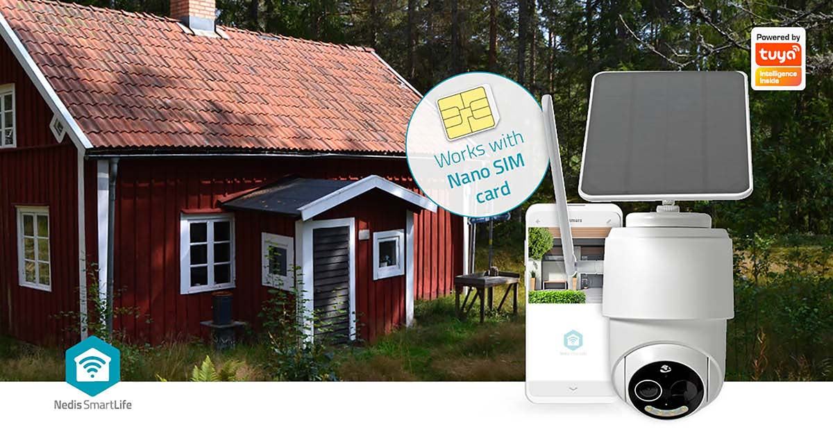 Nedis SmartLife Outdoor Camera | 4G | Full HD 1080p | Pan tilt | IP65 | Cloud Storage (optional) / microSD (not included) | 5 V DC | With motion sensor | Night vision | White