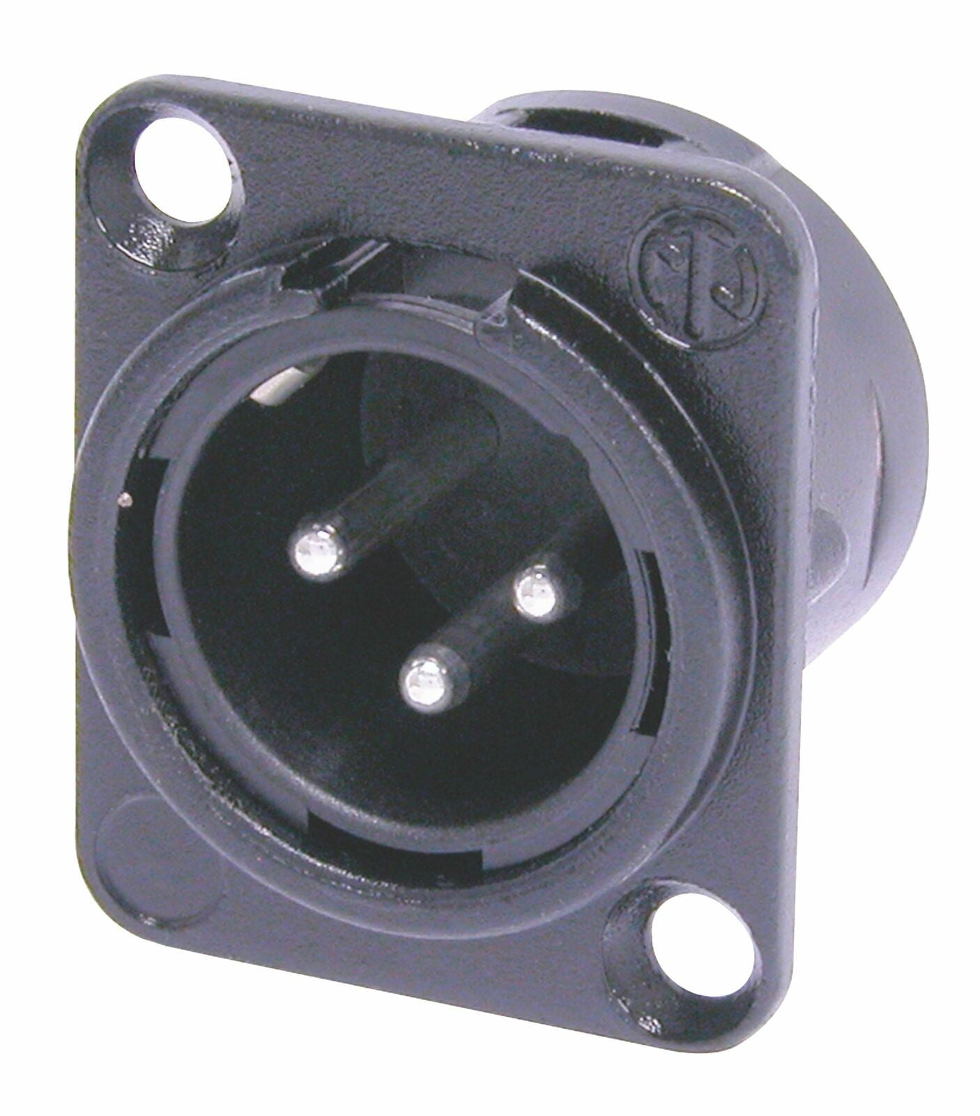 Neutrik 3 pole male receptacle, solder cups, black metal housing, silver contacts