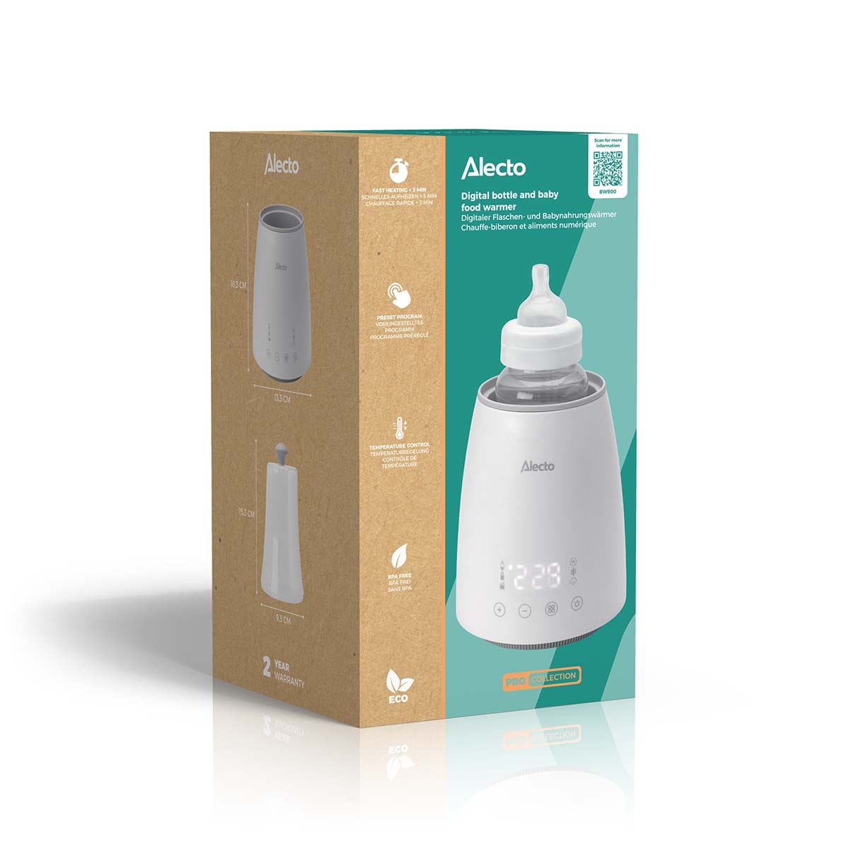 Alecto BW900 | Digital Fast Bottle / Food Warmer / Sterilizer with Smart Temperature Control, Warms Evenly