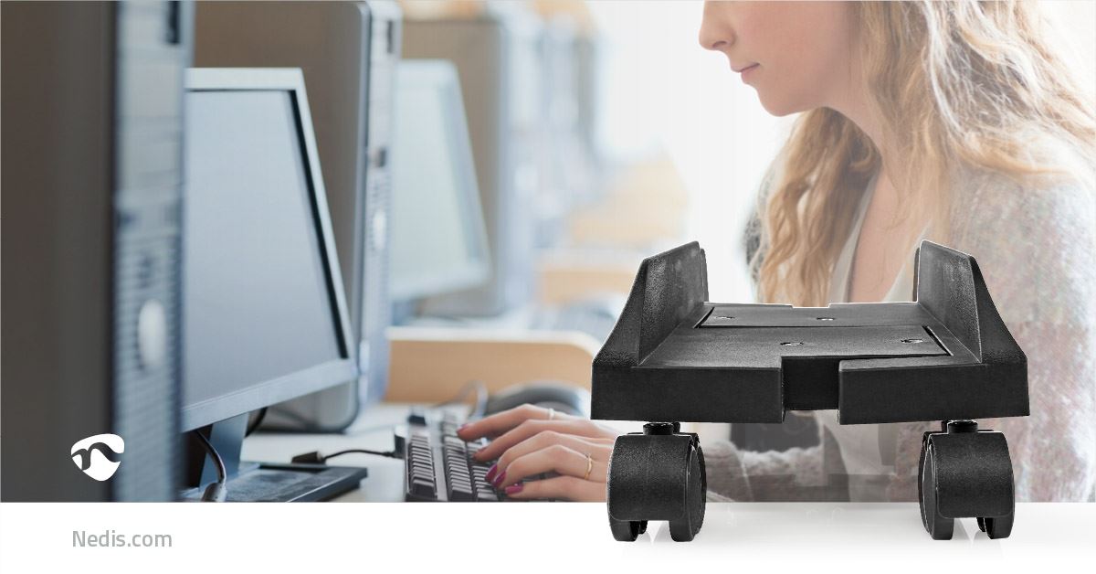 Nedis Computer Trolley | Adjustable Width / Full Motion | 14.5 - 24.2 cm | 20 kg | Metal / Plastic | Black