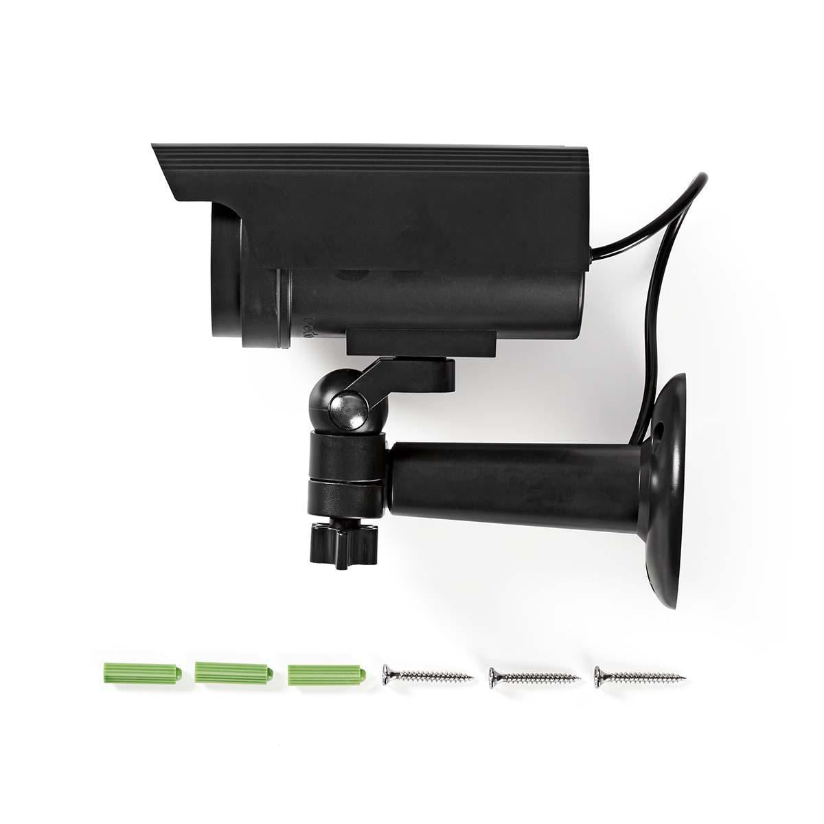 Nedis Dummy Security Camera | Bullet | IP44 | Battery Powered / Solar Powered | Outdoor | Including wall mount | Black