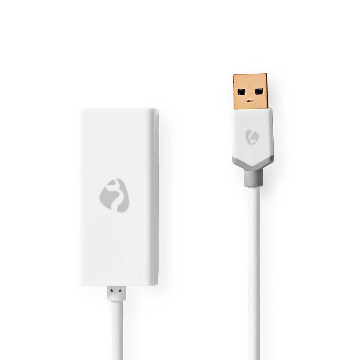 Nedis USB Network Adapter | USB 3.2 Gen 1 | 1 Gbps | USB-A Male | RJ45 Female | 0.20 m | Round | Gold Plated | Bare Copper | White | Box