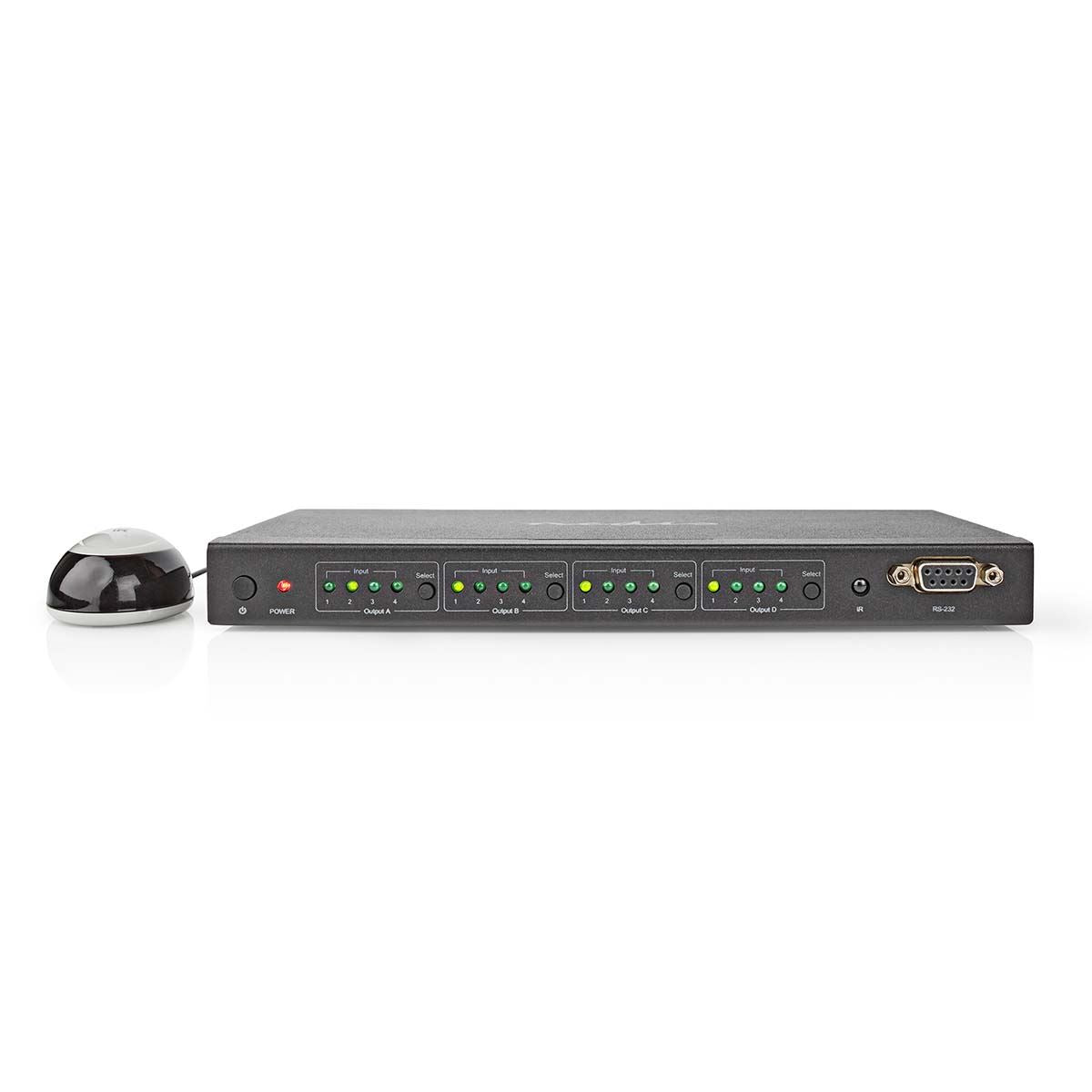 Nedis HDMI™ Matrix Switch | 4 x 4 port(s) | DC Power / 1x RS232 / 4x HDMI™ Input | 4x HDMI™ Output | 4K@60Hz | 18 Gbps | Remote controlled | Metal | Black