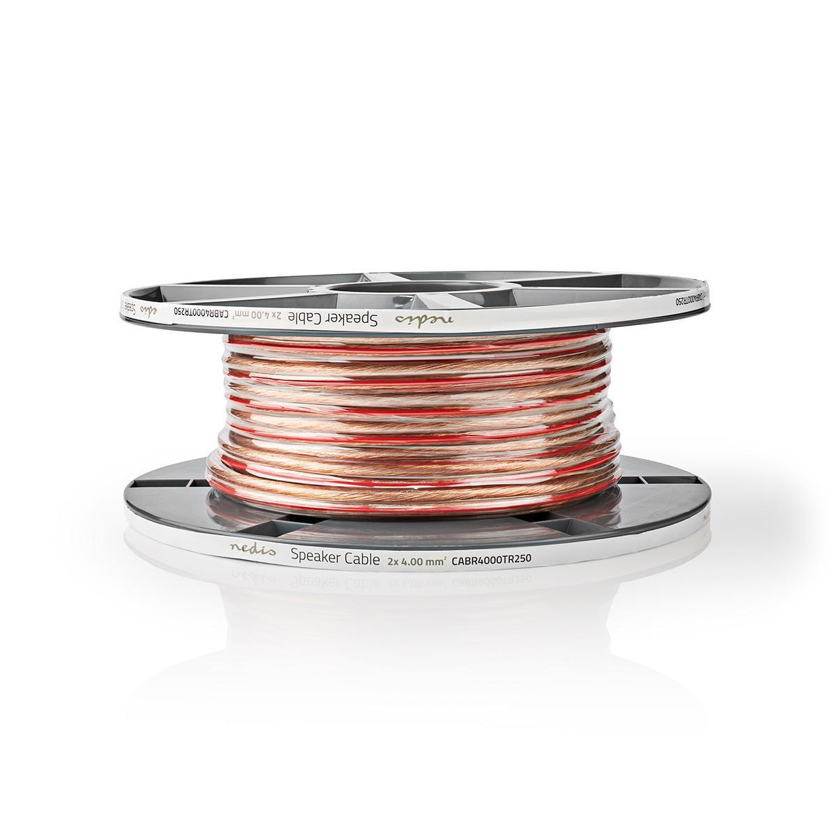Nedis Speaker Cable | 2 x 4.00 mm² | Copper | 25.0 m | Round | PVC | Transparent | Reel