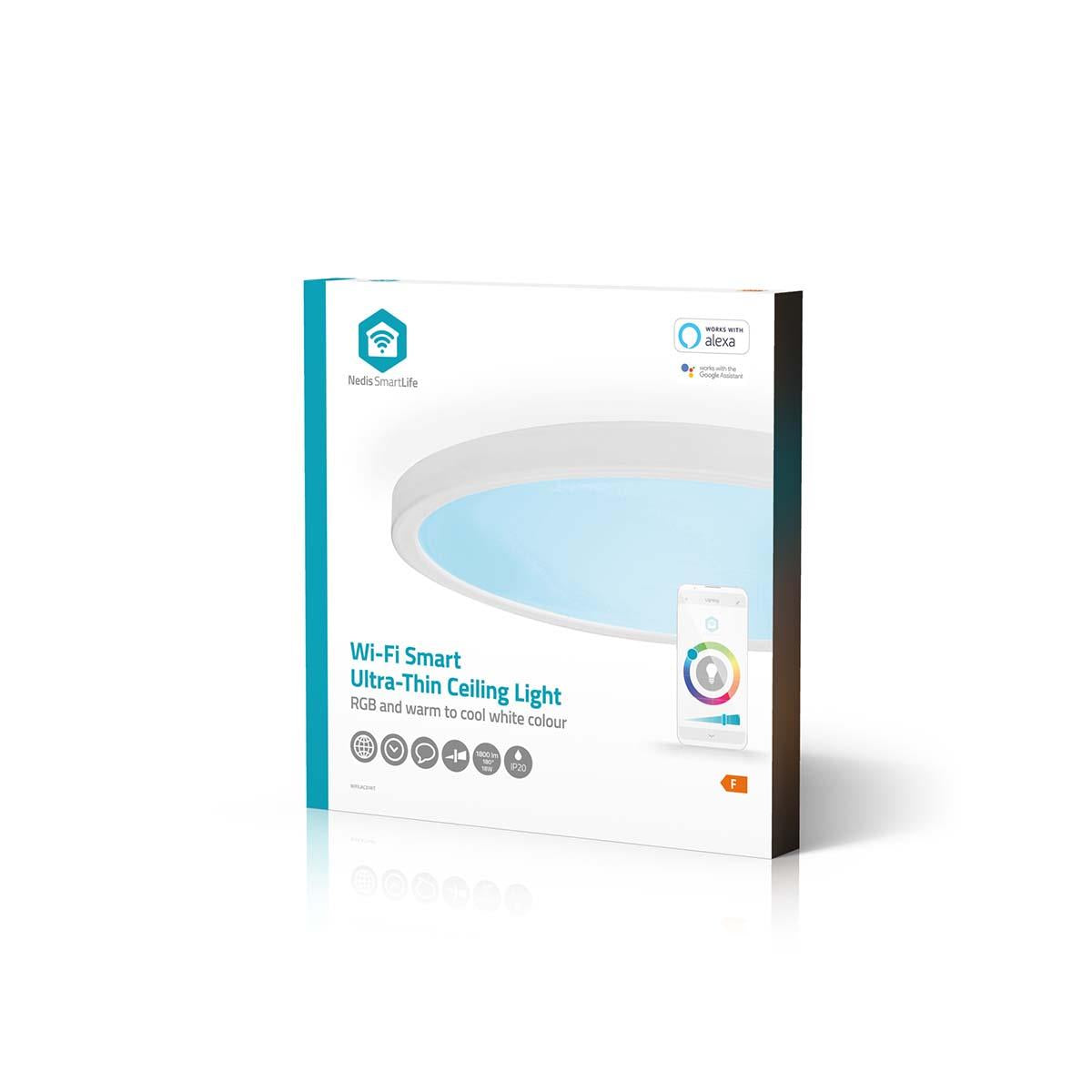 Nedis SmartLife Ceiling Light | Wi-Fi | RGB / Warm to Cool White | Round | Diameter: 290 mm | 1800 lm | 2700 - 6500 K | IP20 | Energy class: F | Android™ / IOS