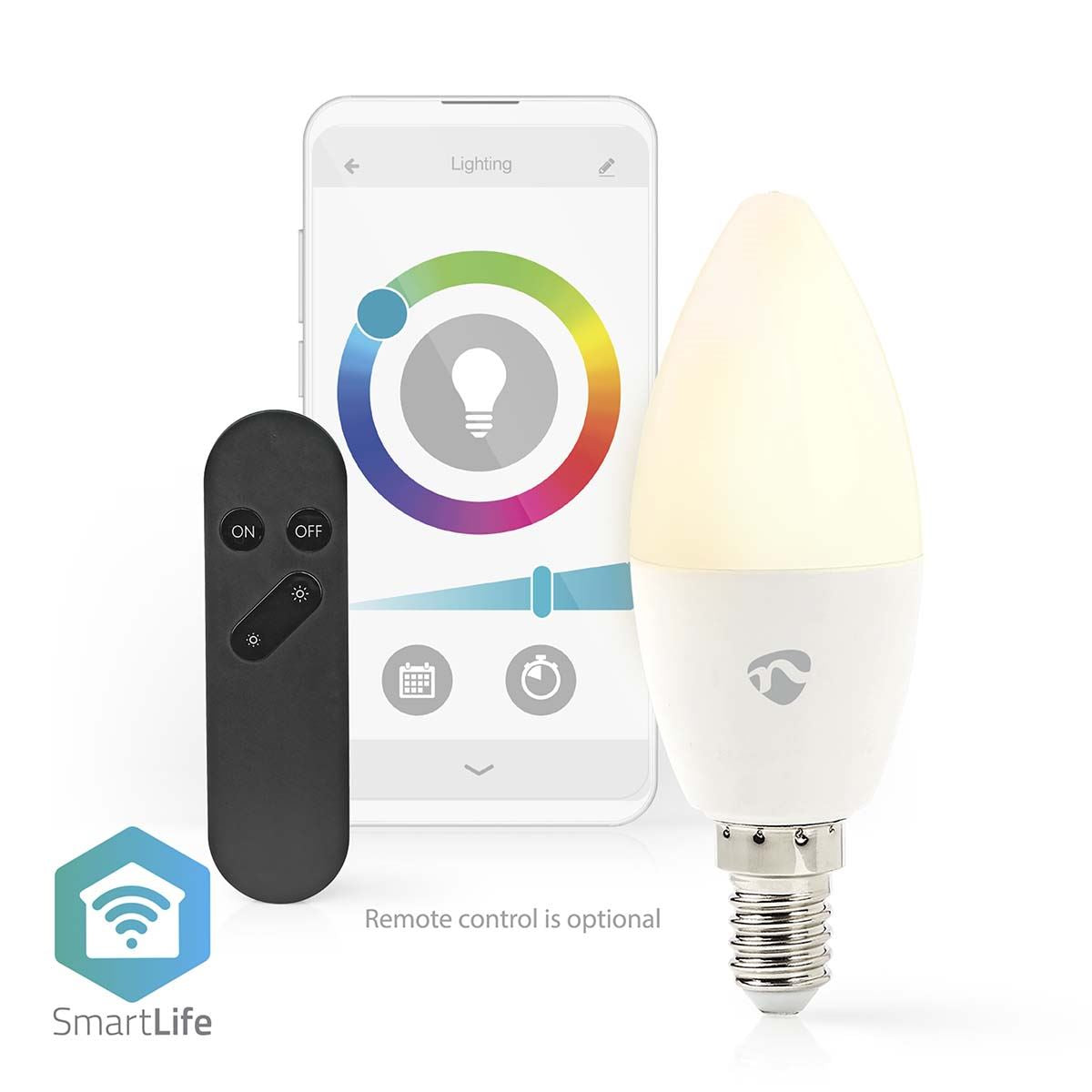 Nedis SmartLife Full Colour LED Bulb | Wi-Fi | E14 | 470 lm | 4.9 W | RGB / Warm to Cool White | 2700 - 6500 K | Android™ / IOS | Candle | 1 pcs