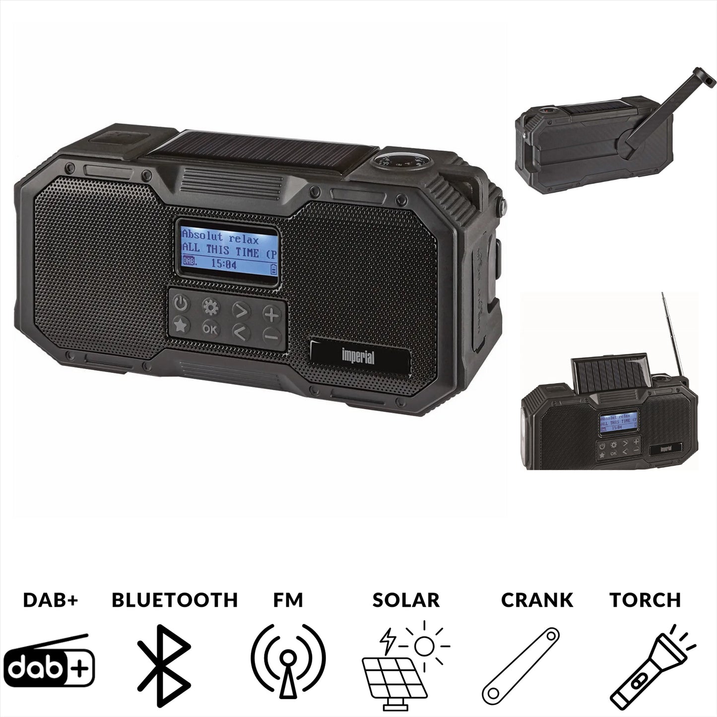 Imperial DABMAN OR 1 Robust DAB+ / FM / Bluetooth Outdoor Radio / Crank Radio Black