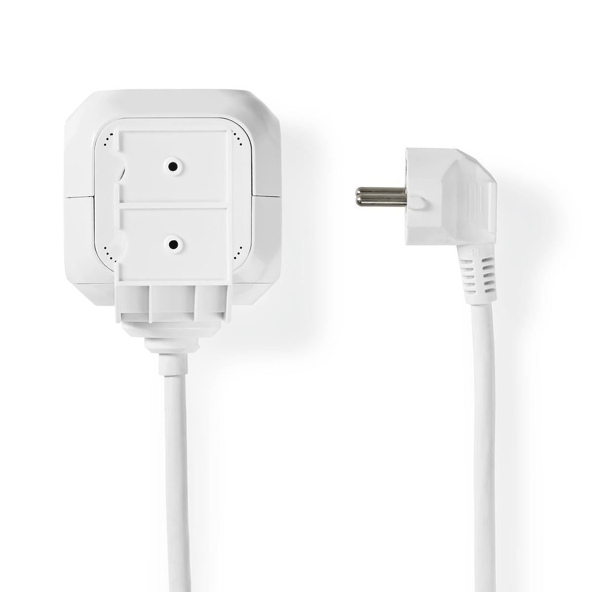Nedis Extension Socket | Type F (CEE 7/7) | 4-Way | 1.50 m | 3680 W | 16 A | Kind of grounding: Side Contacts | 230 V AC 50/60 Hz | Socket angle: 90 ° | H05VV-F 3G1.5mm² | White
