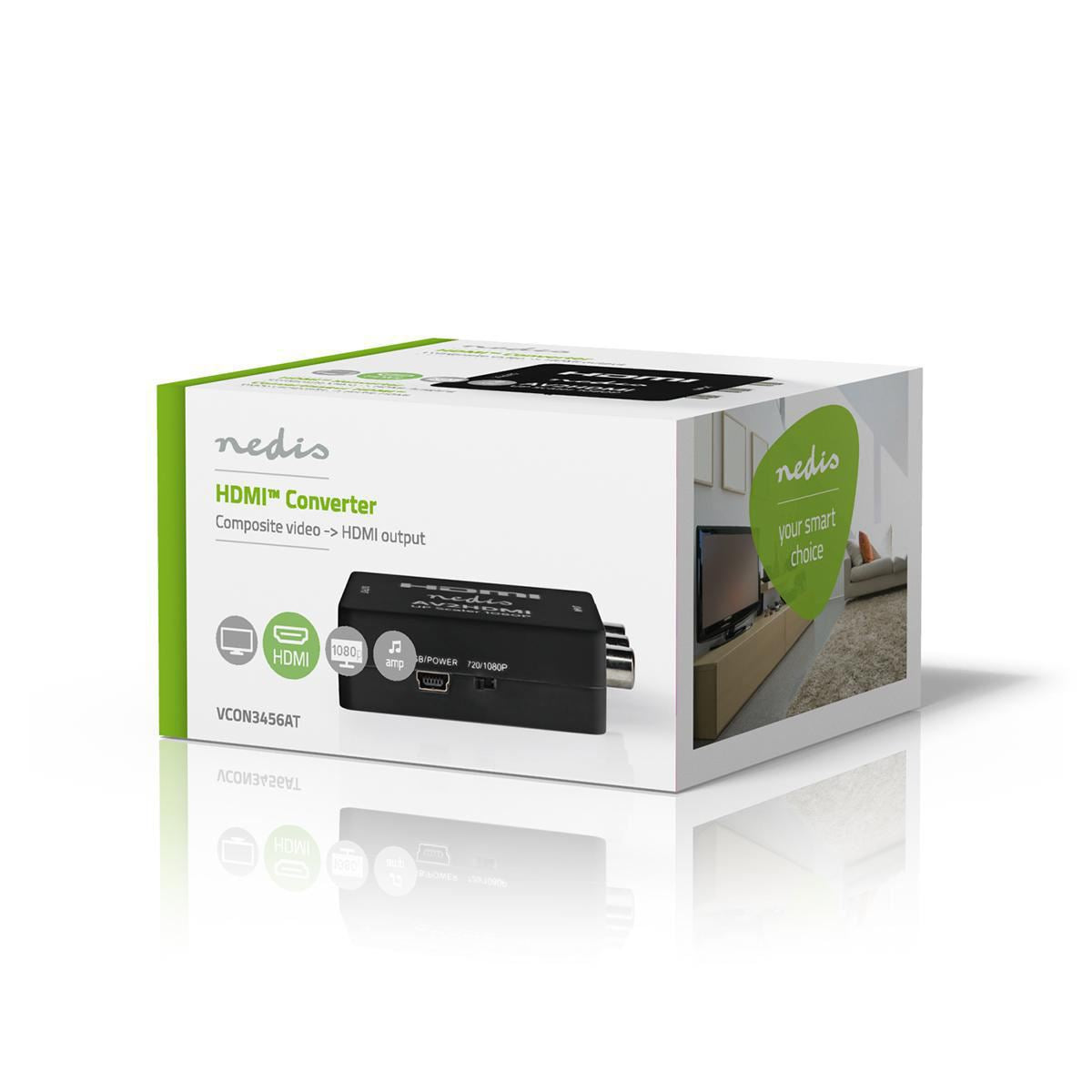 Nedis HDMI™ Converter | 3x RCA Female | HDMI™ Output | 1-way | 1080p | 1.65 Gbps | ABS | Anthracite