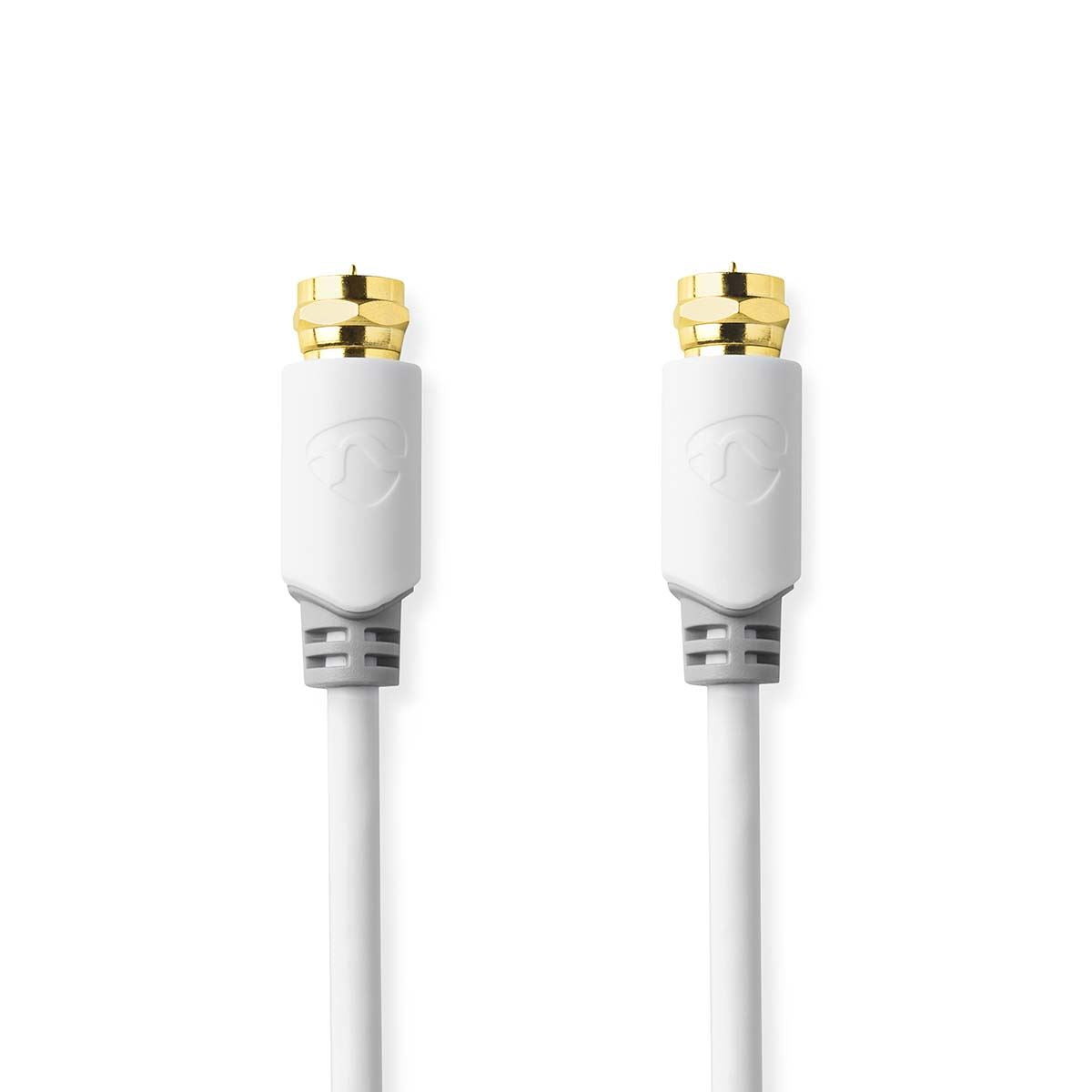 Nedis Satellite & Antenna Cable | F Male | F Male | Gold Plated | 75 Ohm | Single Shielded | 1.00 m | Round | PVC | White | Box