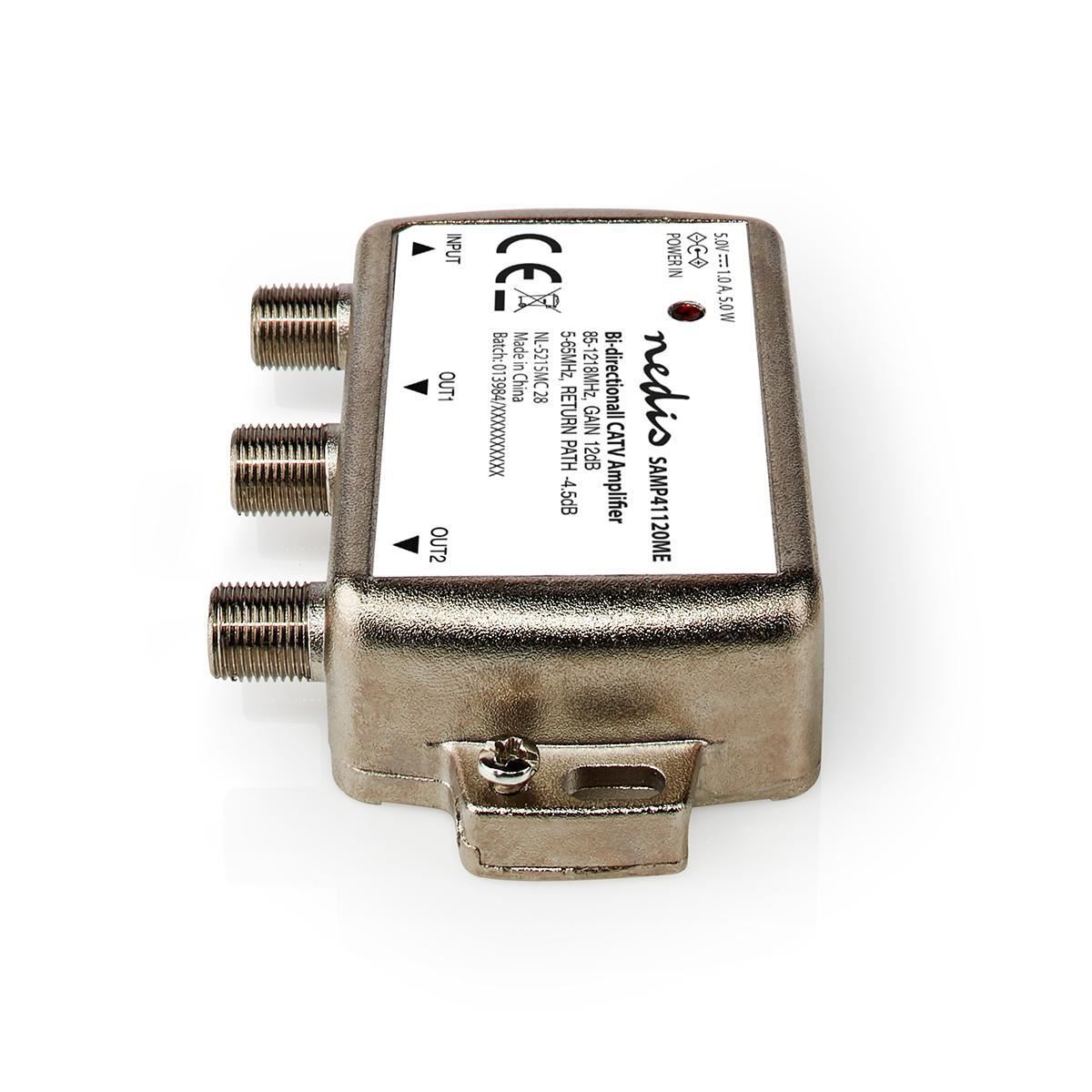 Nedis CATV Amplifier | Gain: 12 dB | 85 - 1218 MHz | Number of outputs: 2 | Return path | Silver