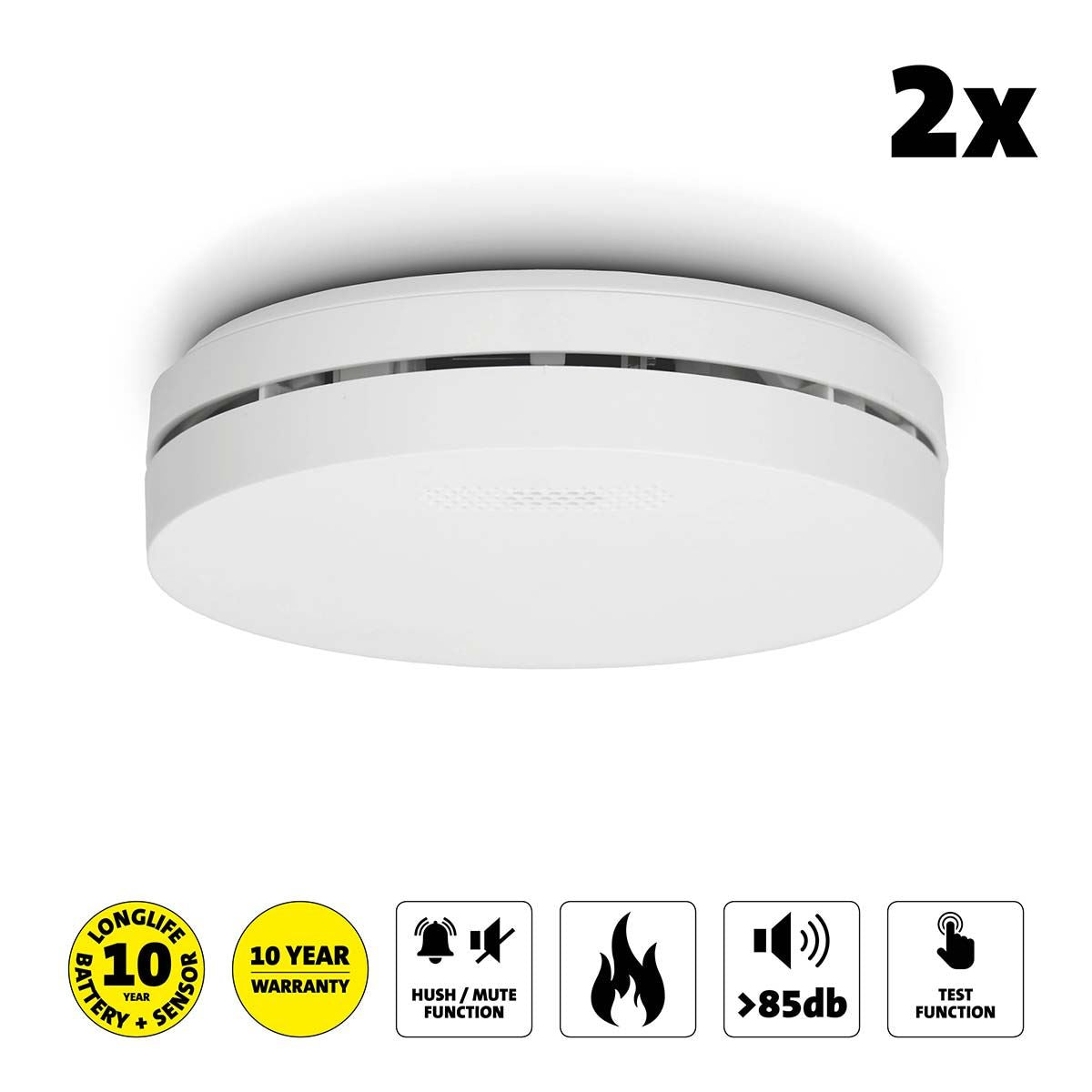 Alecto SA300 DUO Design smoke detector with 10 year battery - 2 pack