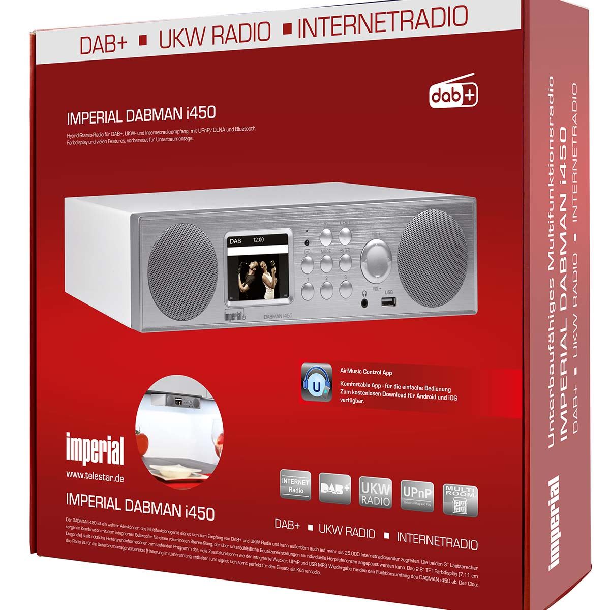 Imperial DABMAN i450 Hybrid Stereo Radio DAB+ / FM / Internet /Bluetooth White-Silver