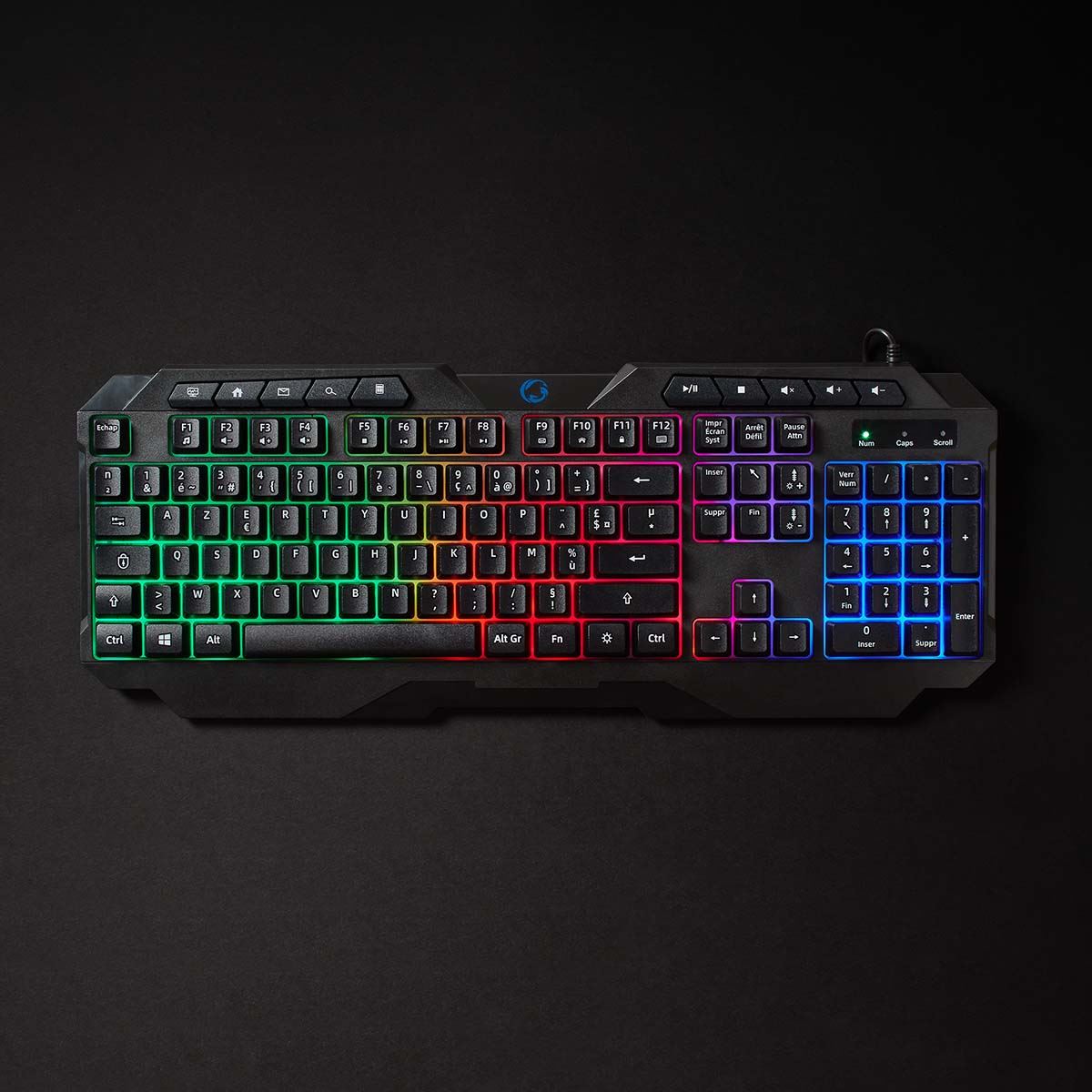 Nedis Wired Gaming Keyboard | USB Type-A | Membrane Keys | LED | AZERTY | FR Layout | USB Powered | Power cable length: 1.30 m | Multimedia