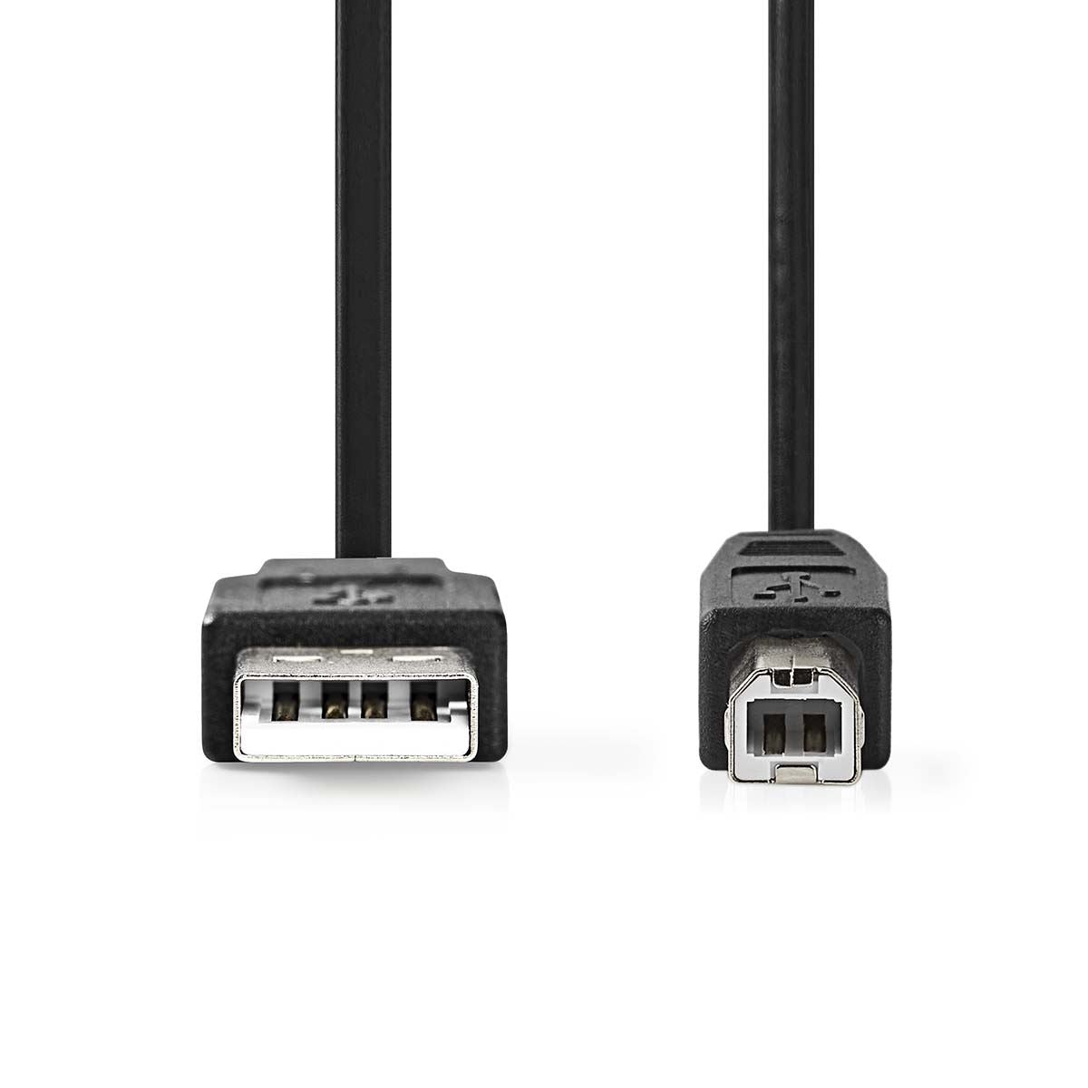 Nedis USB Cable | USB 2.0 | USB-A Male | USB-B Male | 480 Mbps | Nickel Plated | 1.00 m | Round | PVC | Black | Box