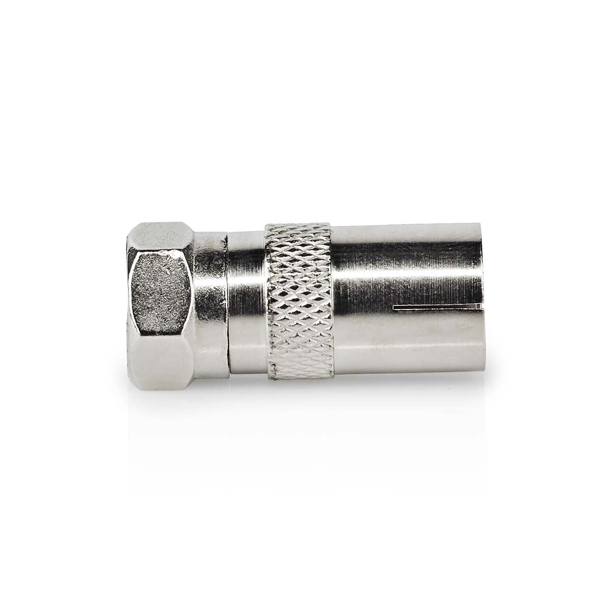 Nedis Satellite & Antenna Adapter | F Male | IEC (Coax) Female | Nickel Plated | 75 Ohm | Straight | Metal | Silver | 1 pcs | Box