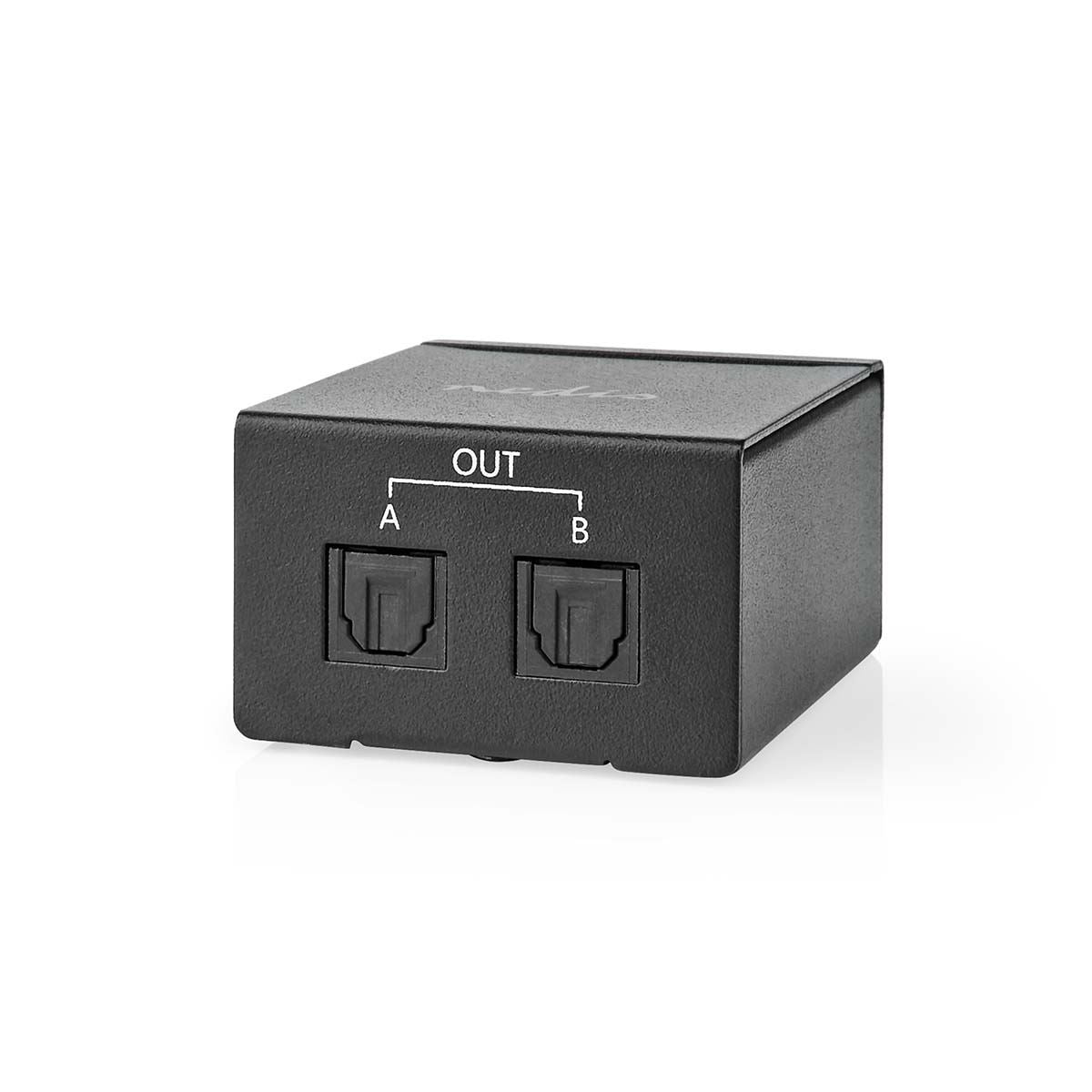 Nedis Digital Audio Splitter | 2-way | Connection input: TosLink Female | Connection output: 2x TosLink | Push Button | Metal | Black