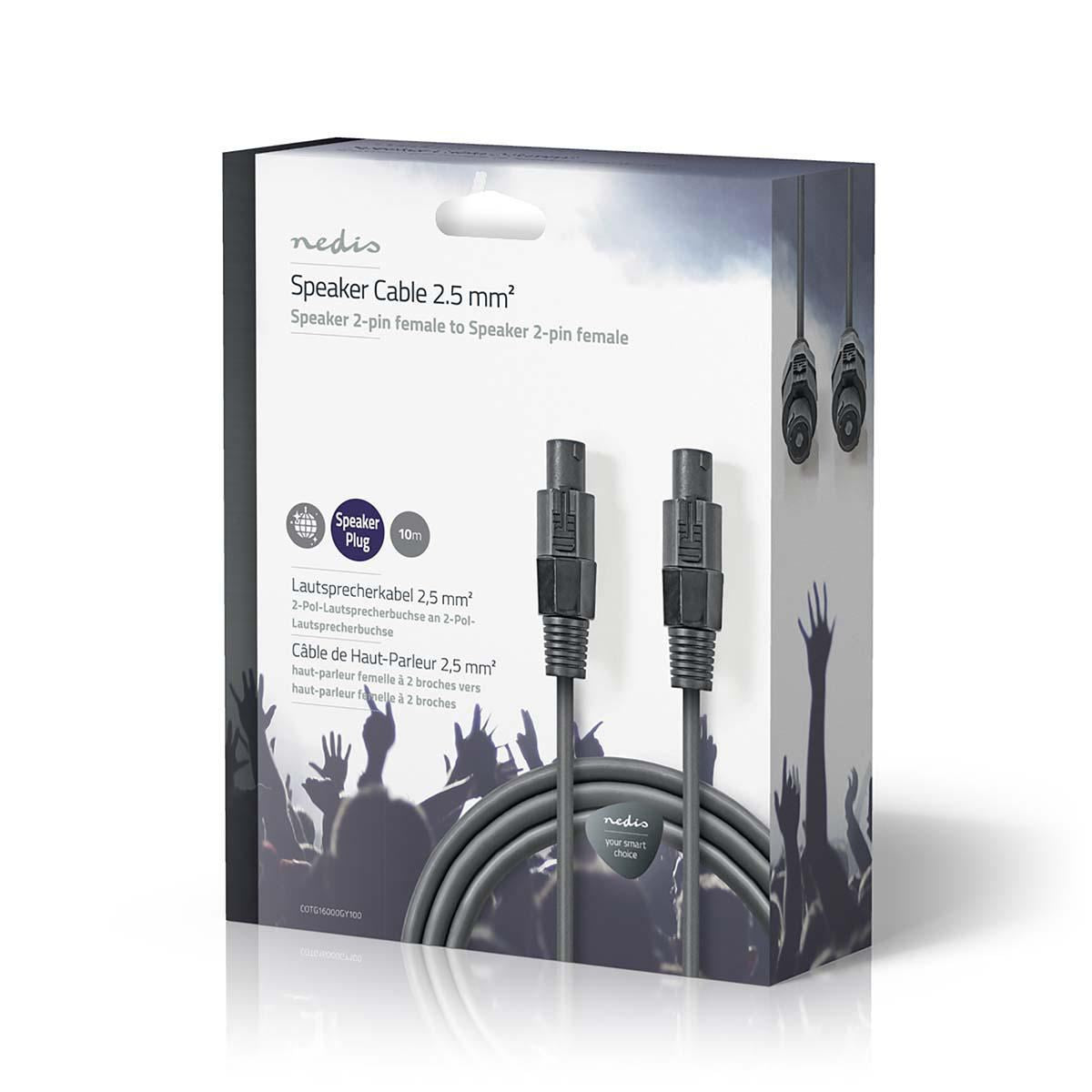 Nedis Speaker Cable | 48 x 0.20 mm | Copper | 10.0 m | Round | PVC | Dark Grey | Gift Box