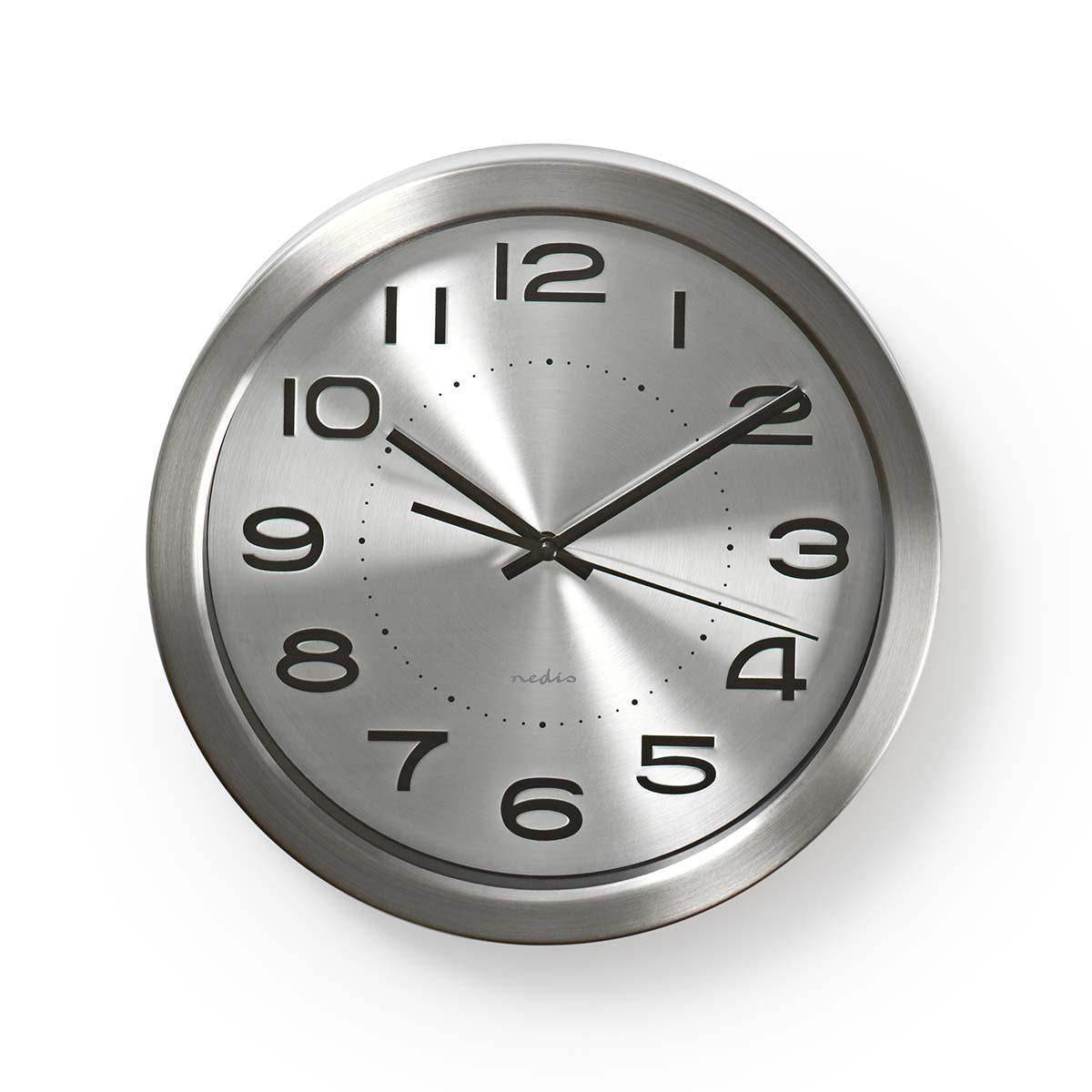 Nedis Wall Clock | Diameter: 300 mm | Stainless Steel | Silver